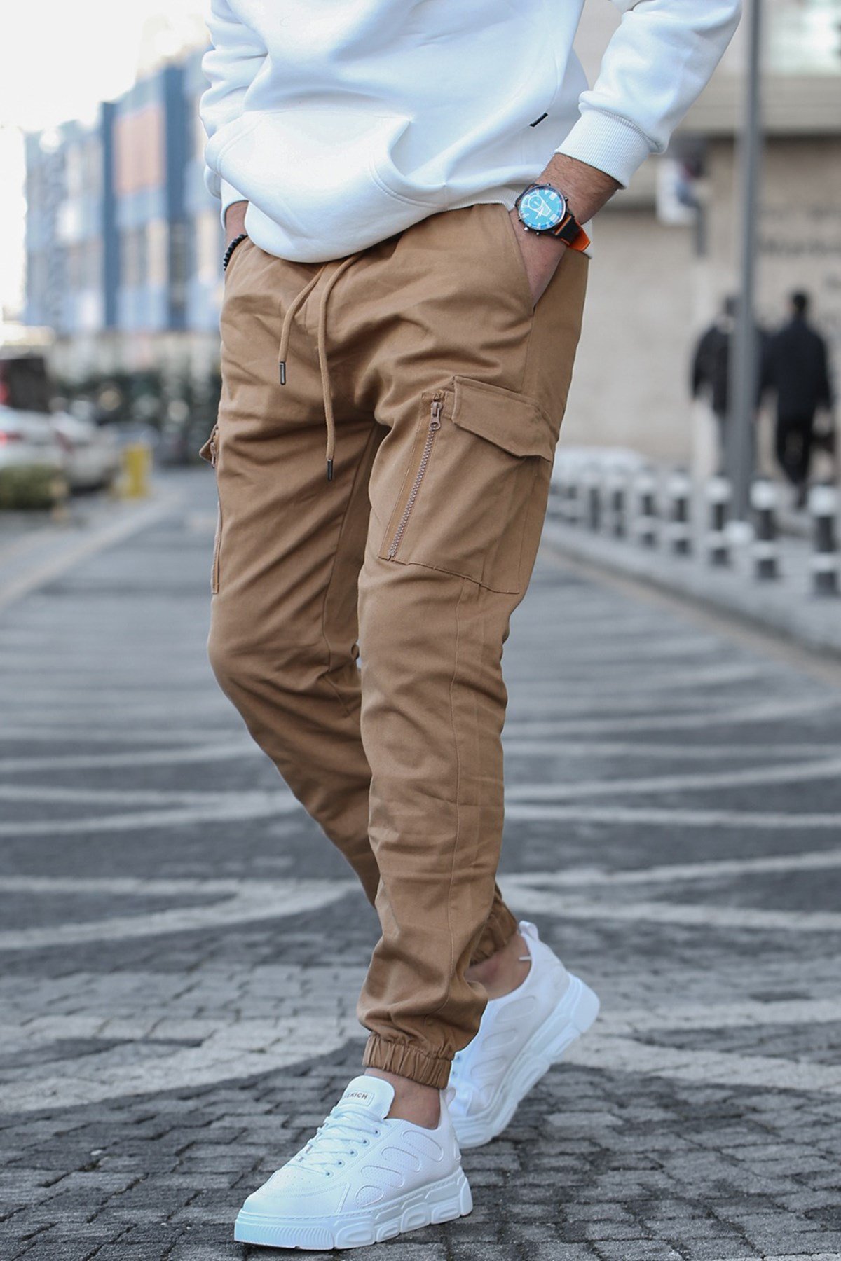 Streetwear Khaki Cargo Joggers Mens Khaki Pants Outfit Men's