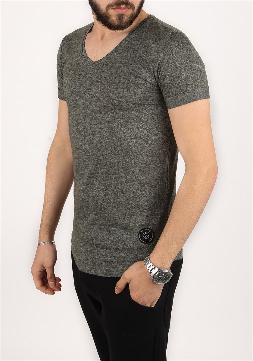 Madmext Men Khaki T-shirt  2301