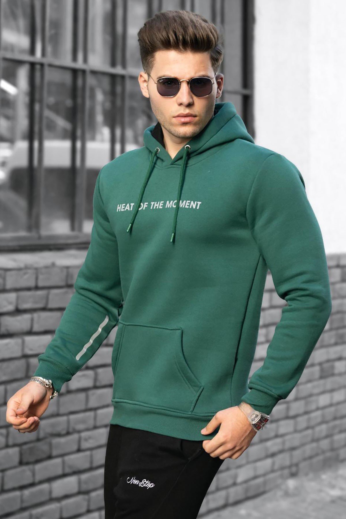 Madmext Green Hoodie Sweatshirt