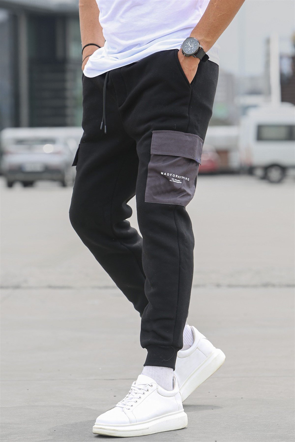 Black polyester online sweatpants