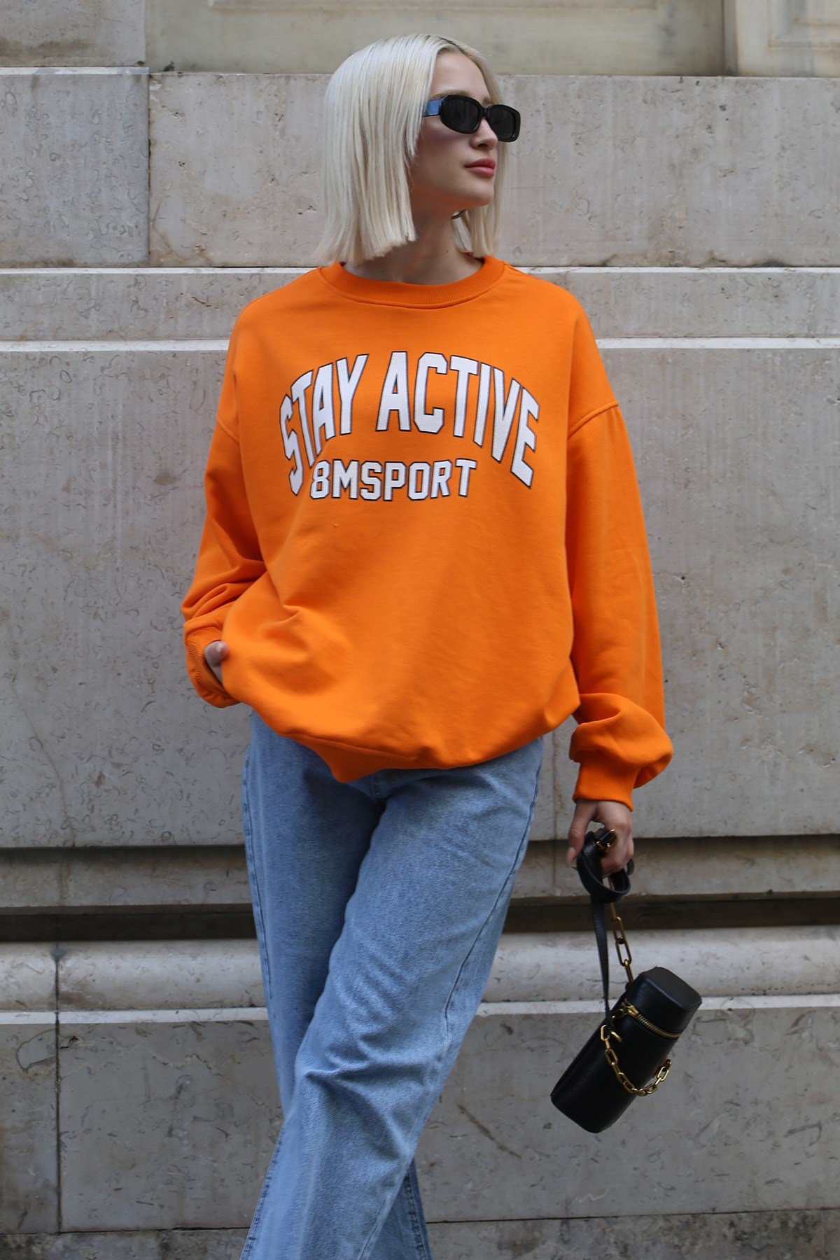 Mad Girls Orange Printed Women Sweatshirt