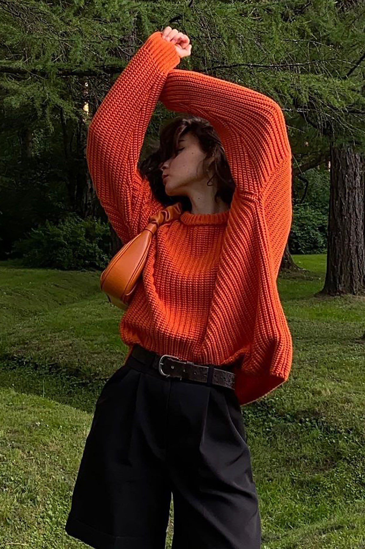 Women Orange Sweater Mad Girls Madmext