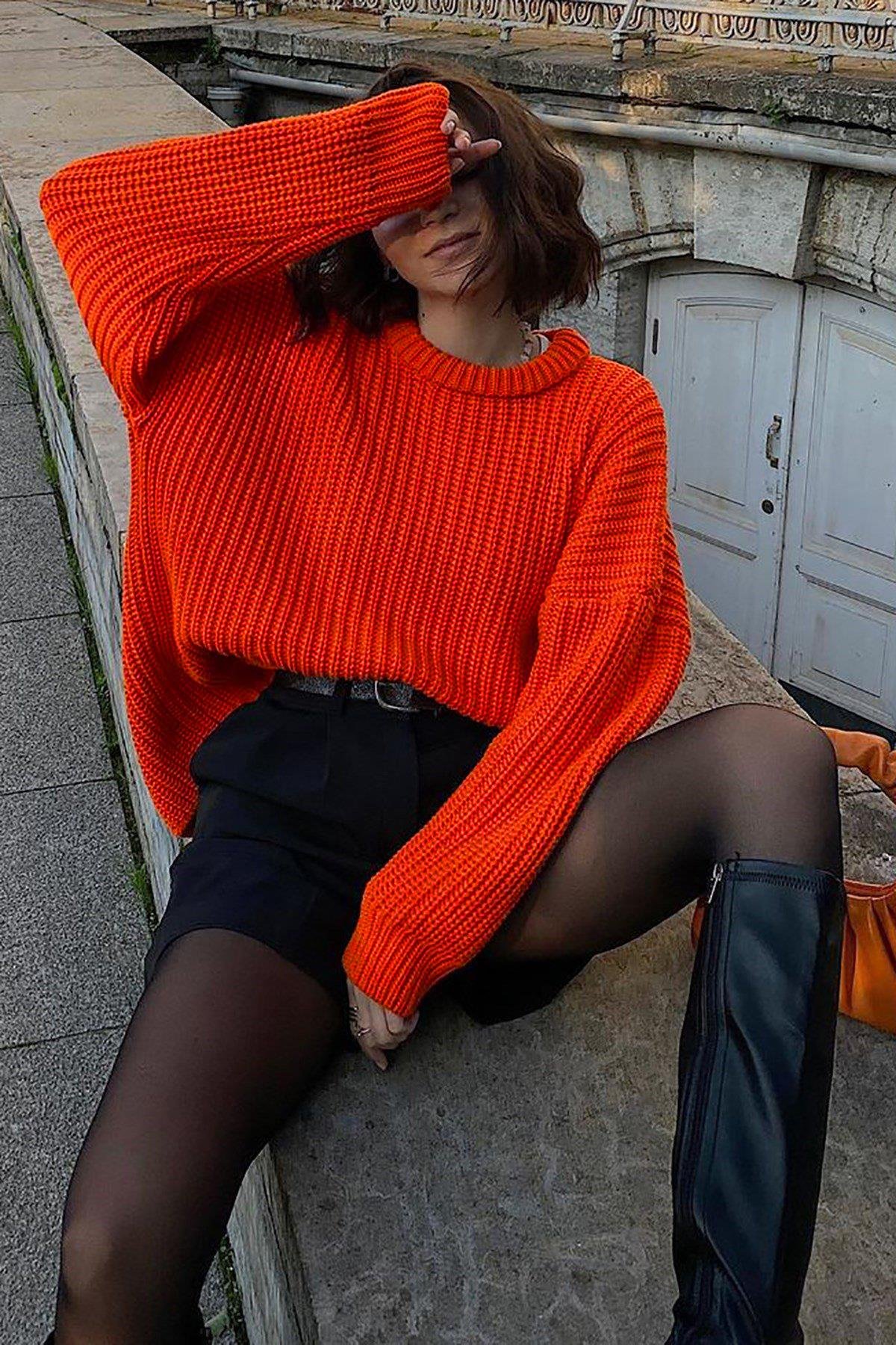 Girls clearance orange sweater