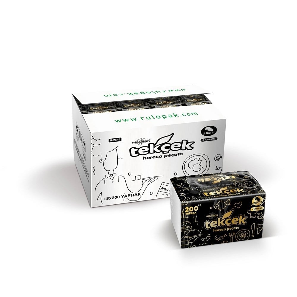 Rulopak Tekçek Horeca Dispenser Peçete 2 Katlı 200 Yaprak 18'Li
