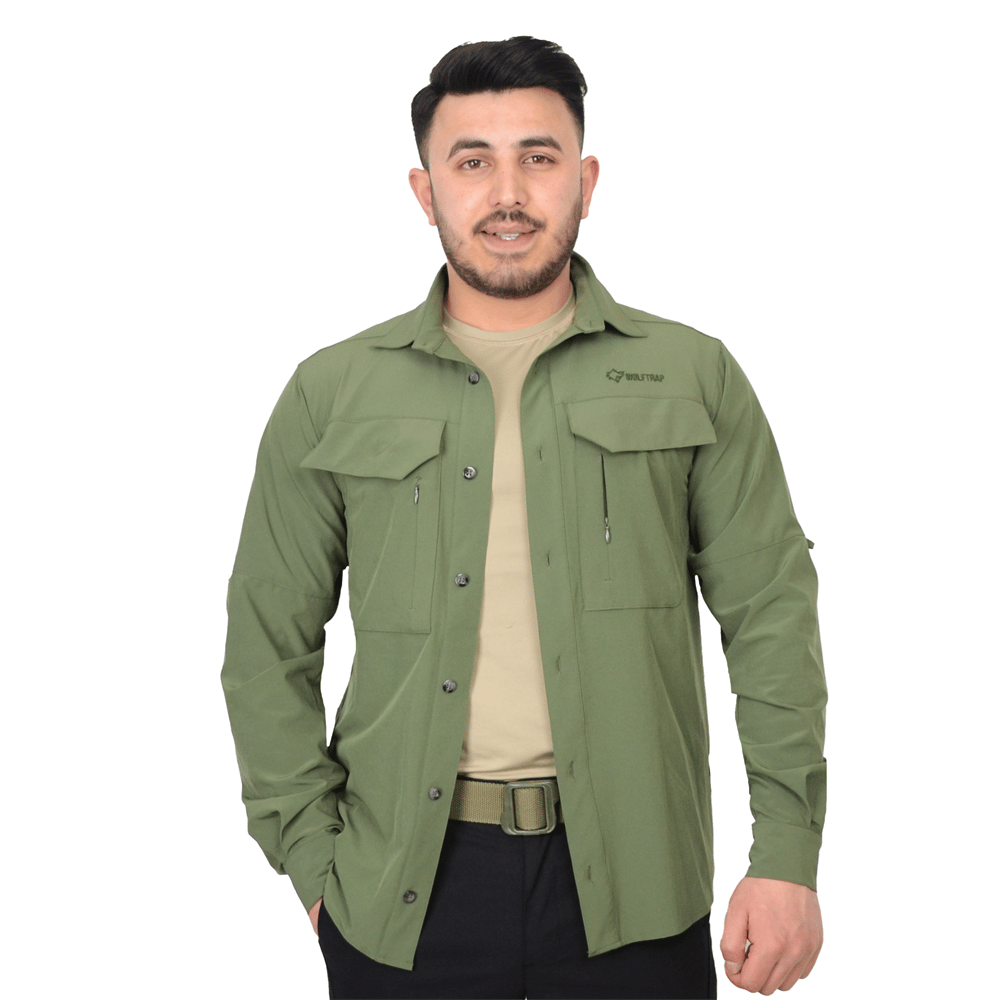 Açık Haki Renk 4 Cepli Quick-Dry Uzun Kollu Erkek Taktik Gömlek |  Şimşekoğlu Askeri Malzeme