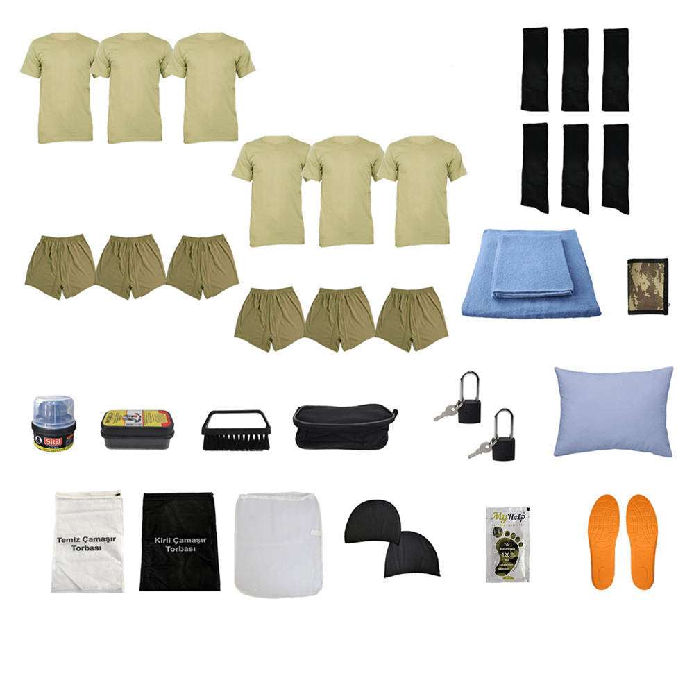 6'lı Temel Jandarma Asker Seti, Acemi / Bedelli Askeri Malzeme Paketi |  Acemi Asker Malzemeleri | Şimşekoğlu Askeri Malzeme