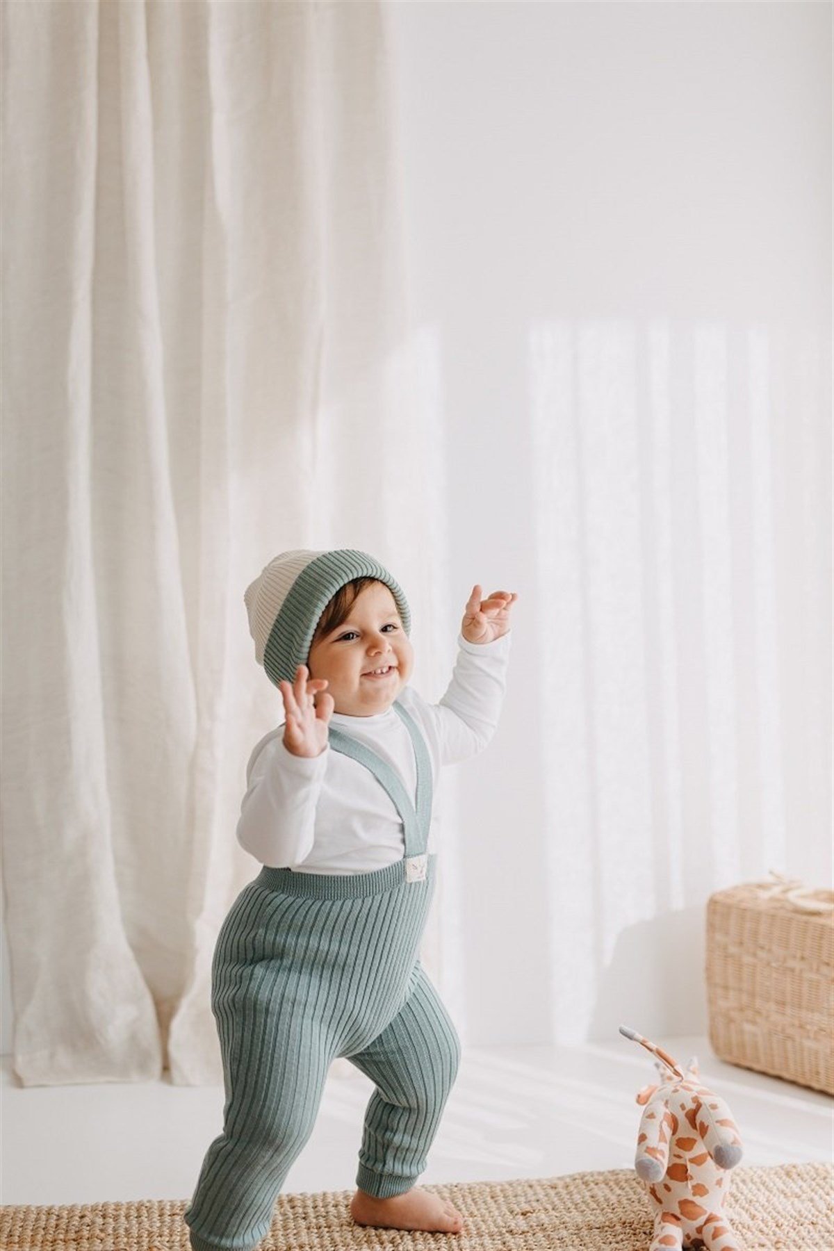 Askılı Triko Bebek Taytı & Çift Taraflı Bere - Avantajlı Set
