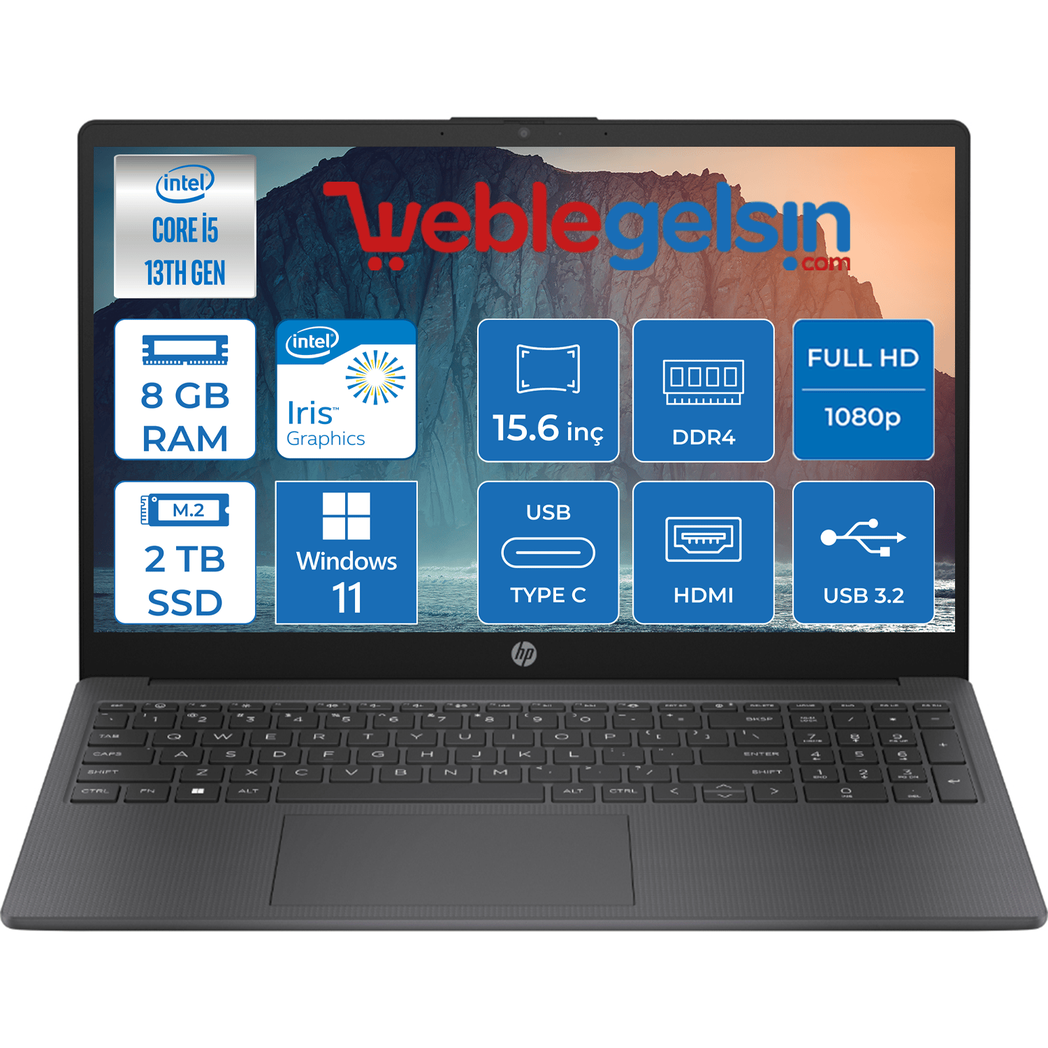 HP13世代Core i5-1335U/SSD/15.6型フルHDタッチパネル Hp Laptop 15-FD0005NT I5-1335U 8GB 2TB SSD 15.6 inç Fhd Windows 11