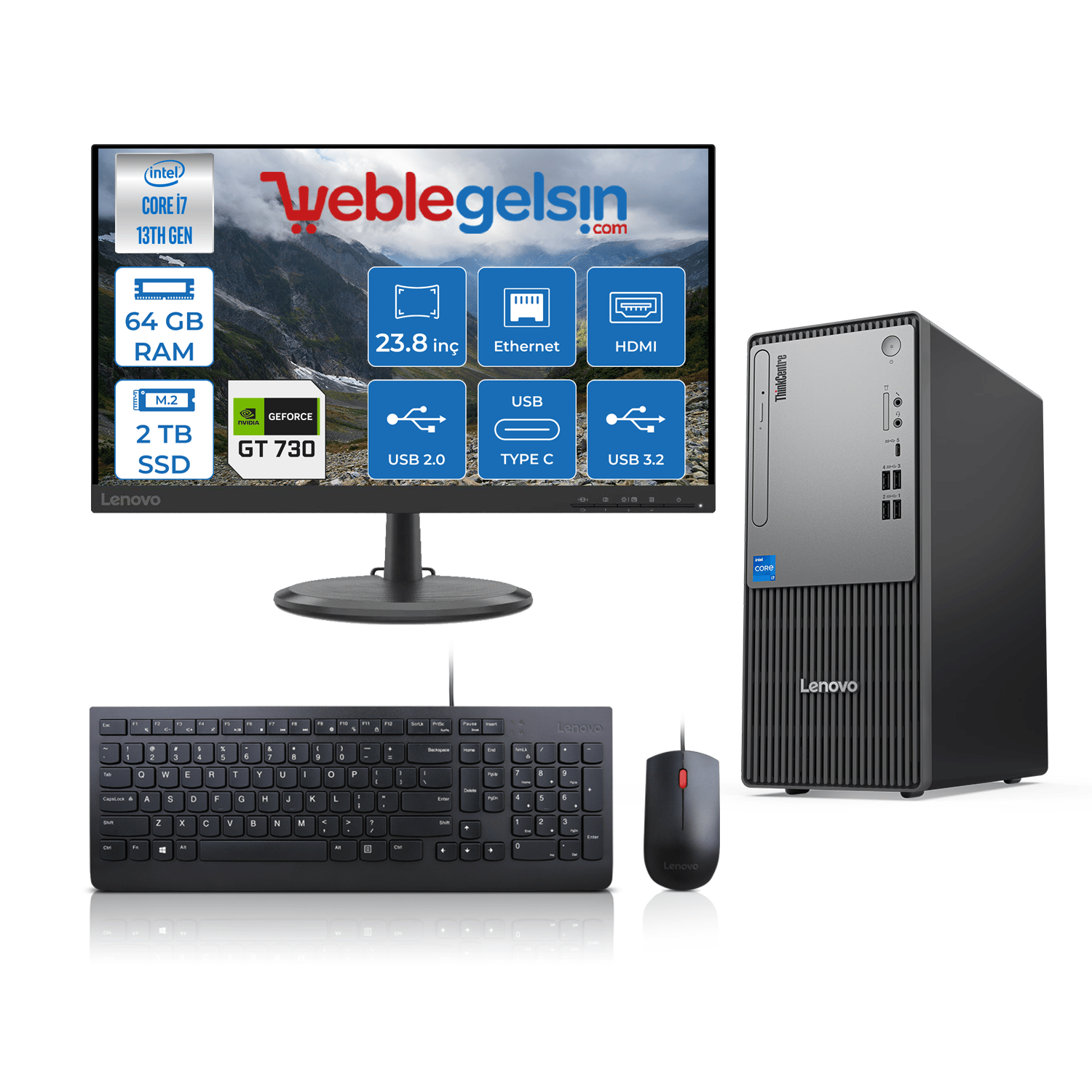 Lenovo Thinkcentre Neo 50T Gen5 Intel Core I7 13700 64GB DDR5 2TB