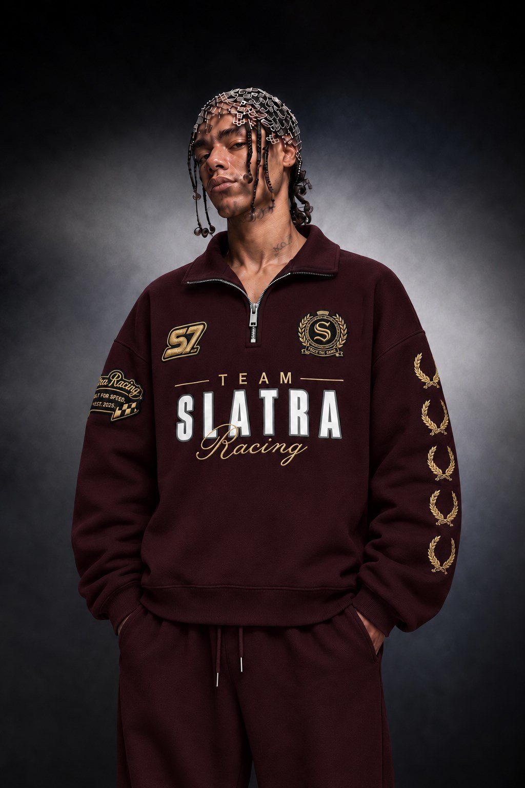 R-RONDON スエット Slatra Team Racing Oversize Halif-Zip Sweatshirt | Designer Streetwear