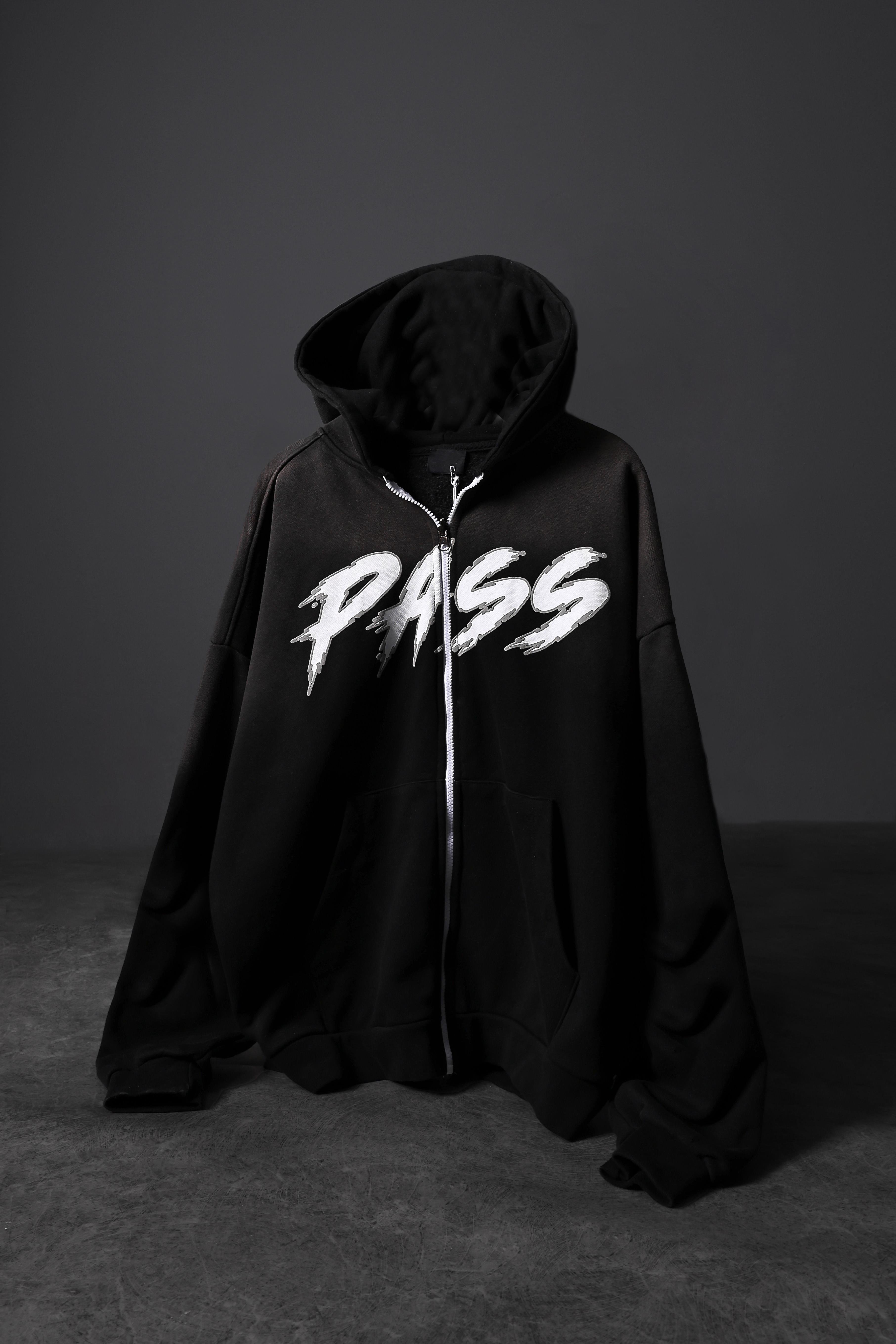 すぅー Slatra – Pass Full Zip Özel Yıkamalı Oversize Kapüşonlu Sweatshirt