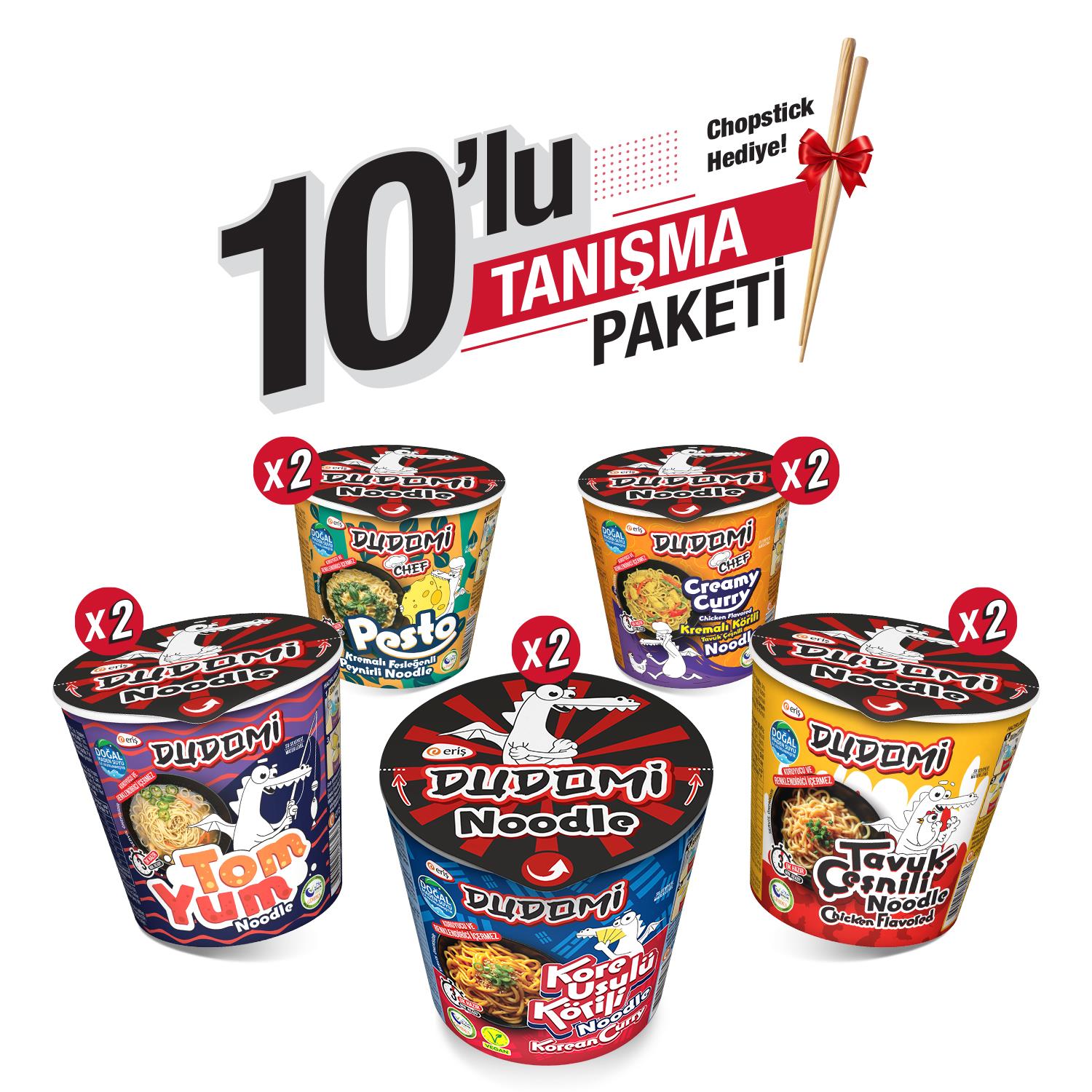 Dudomi 10'lu Noodle Tanışma Paketi + Bambu Chopstick Hediye!
