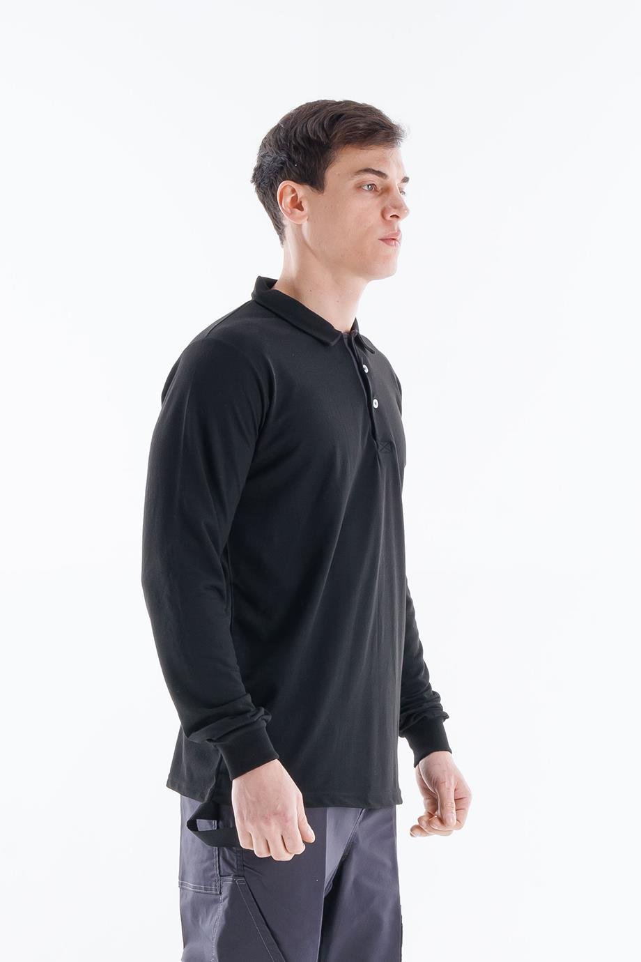 Long Sleeve Polo T-Shirt Black