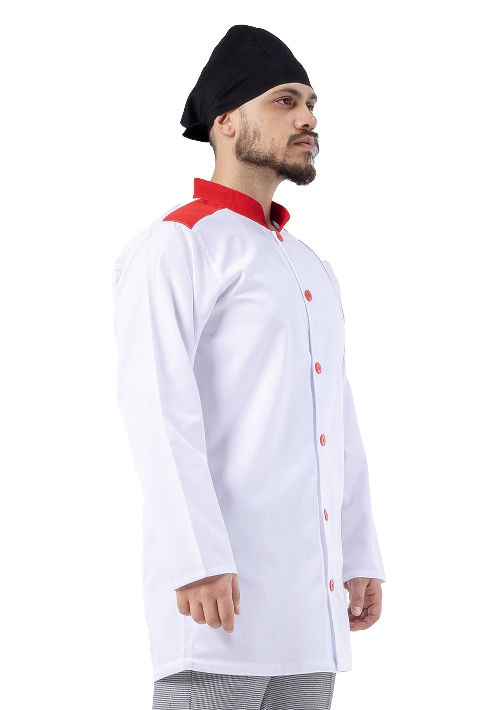 Turkish Aşçı Ceketi Beyaz-Kırmızı