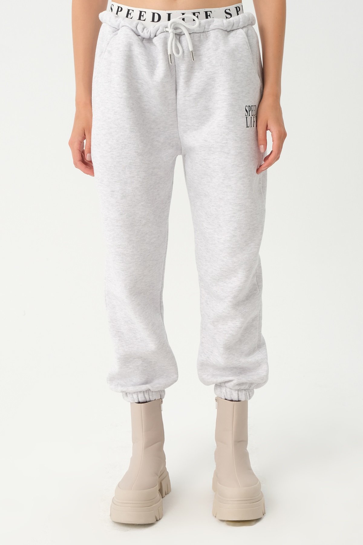 Plt Ash Grey Established Slogan Casual Joggers