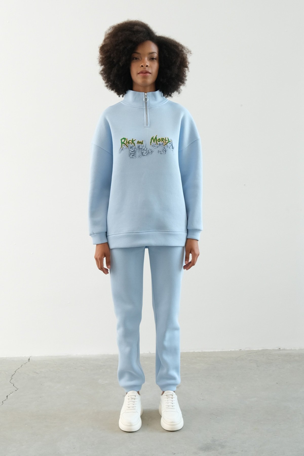 Rick and Morty Baskılı Sweatshirt Takımı - Mavi - 6003 - 2 Lİ TAKIM -  ParkHande