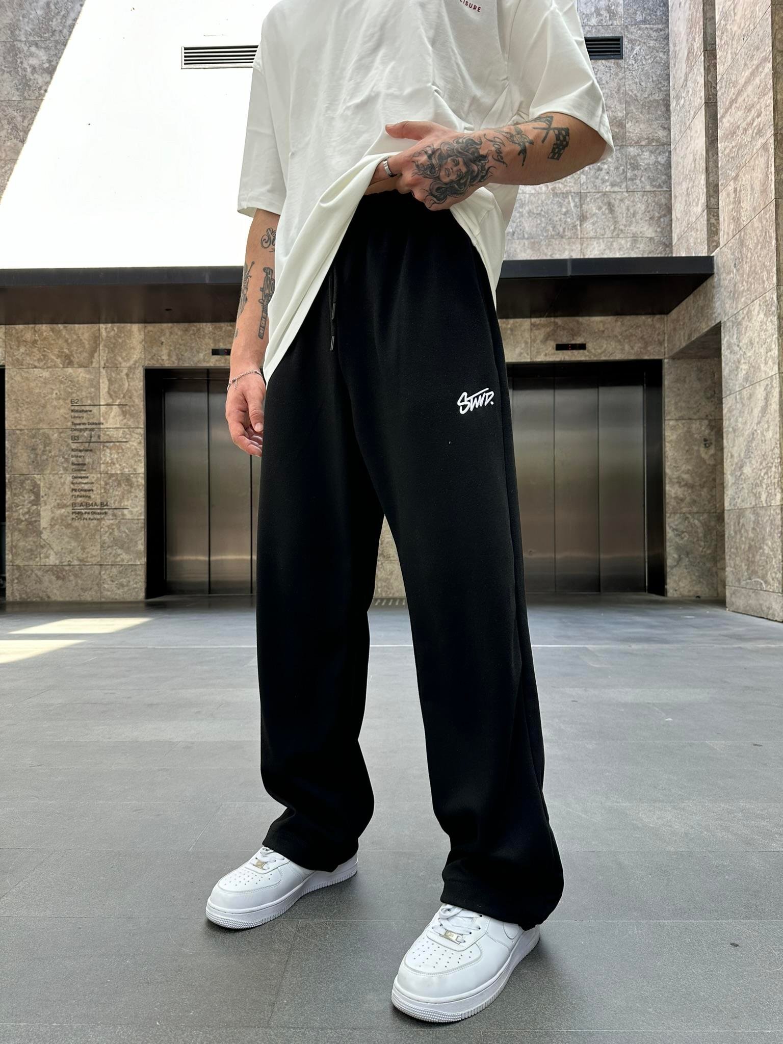 SW Nakışlı Baggy Lastik Paça Eşofman Altı