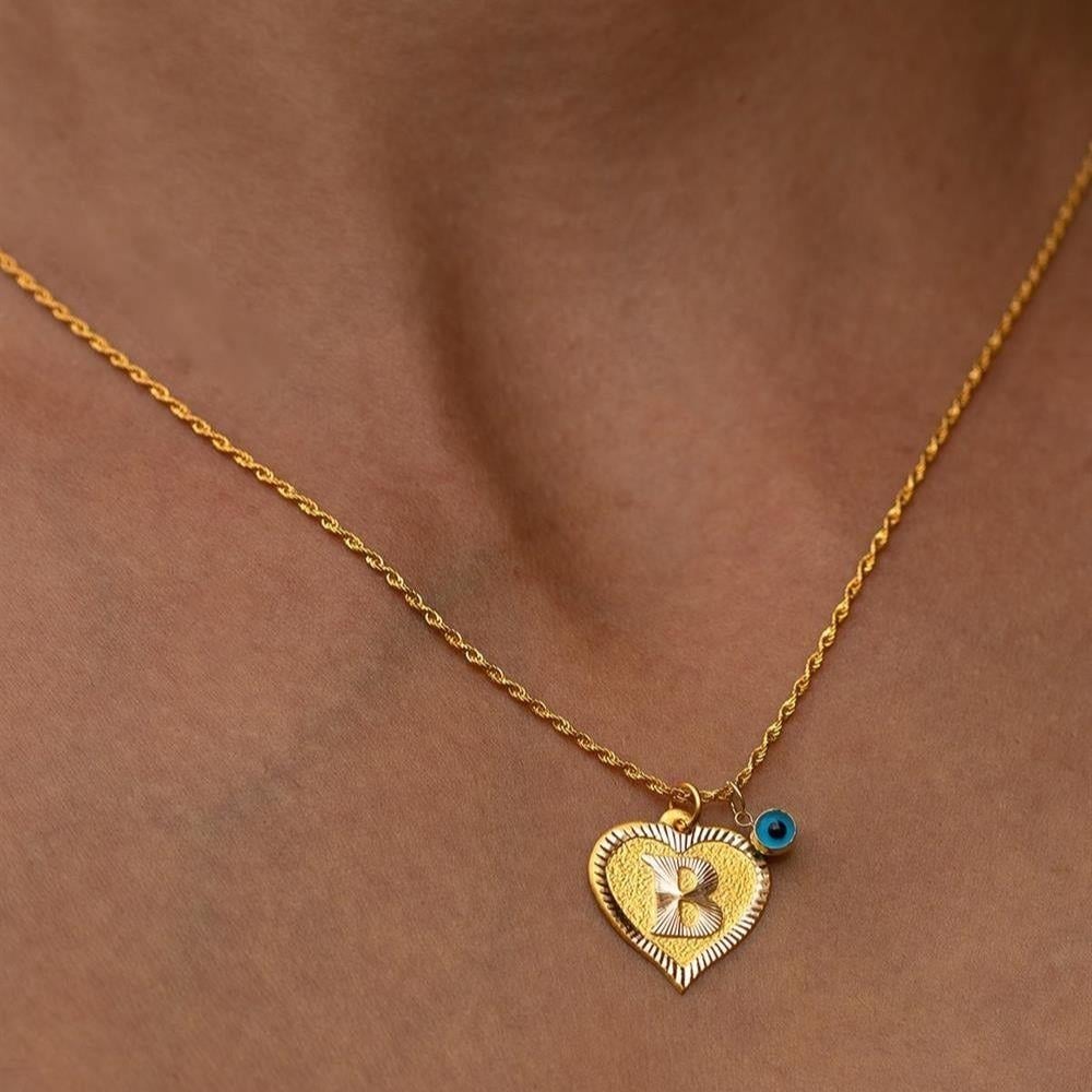 Gold B Letter Heart Necklace ❤️