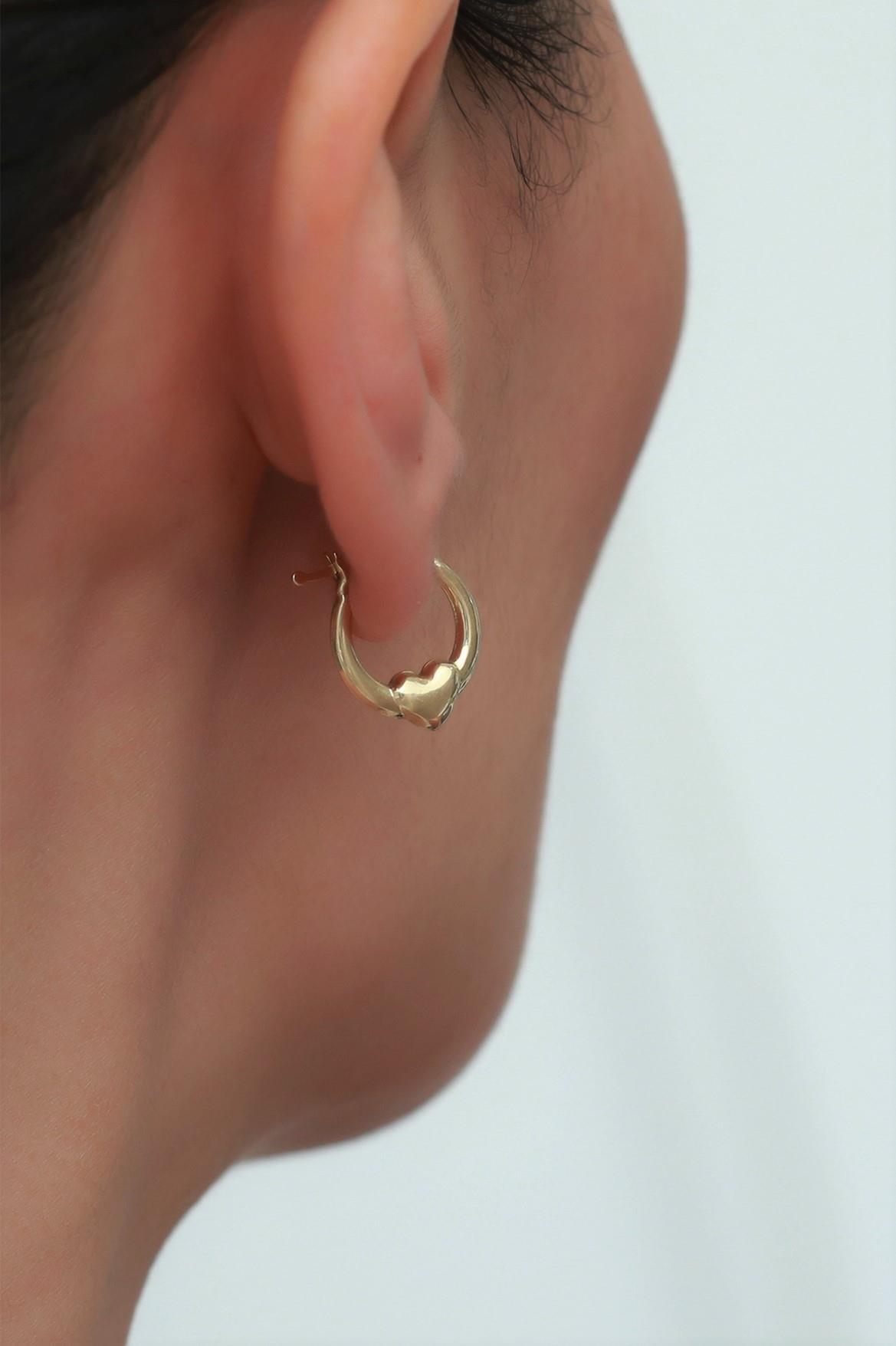 14K Solid Gold Stone Heart Helix Tragus