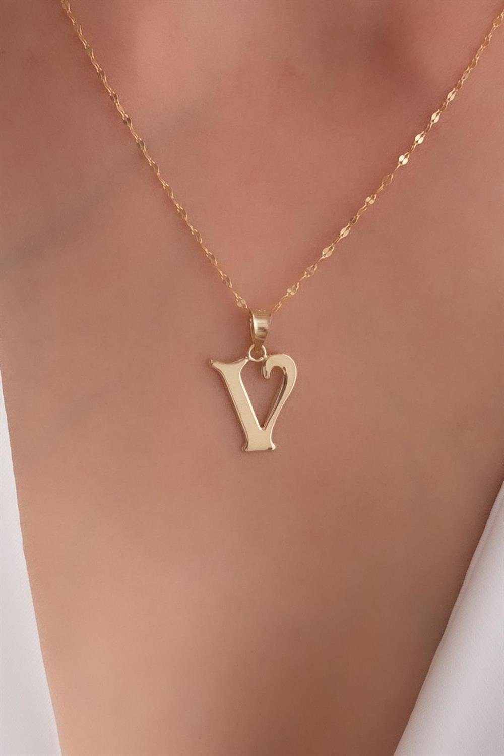 Letter on sale v necklace