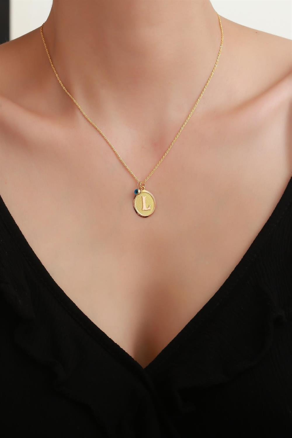 Vintage letter necklace deals