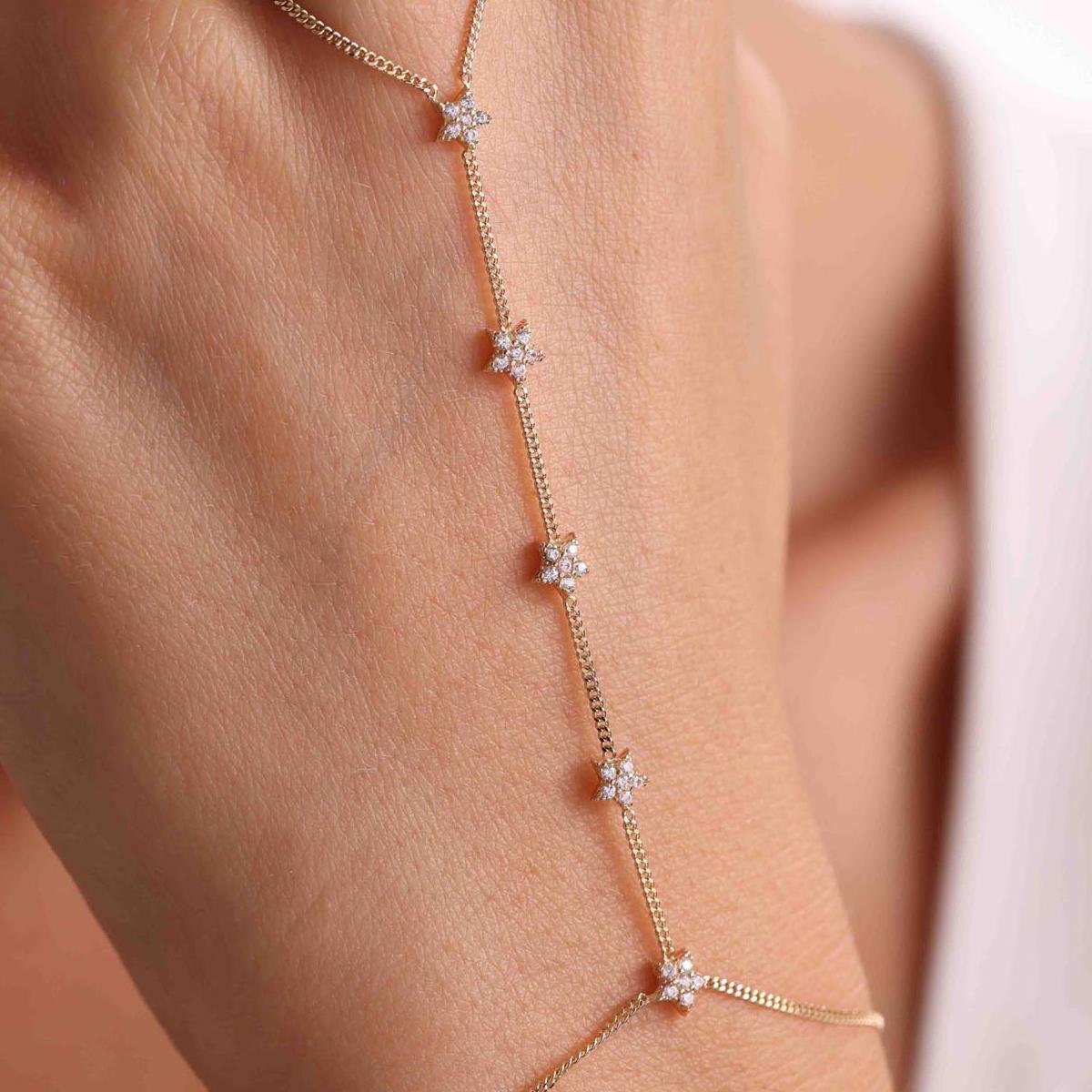 14K Solid Gold Stone Star Shahmaran