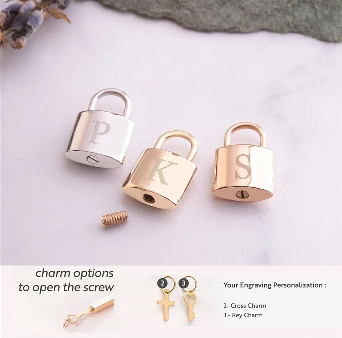 14K 18K Solid Gold Custom Padlock Urn Necklace Tiny Personlized