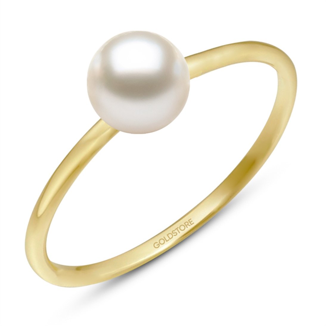Yellow gold pearl on sale ring