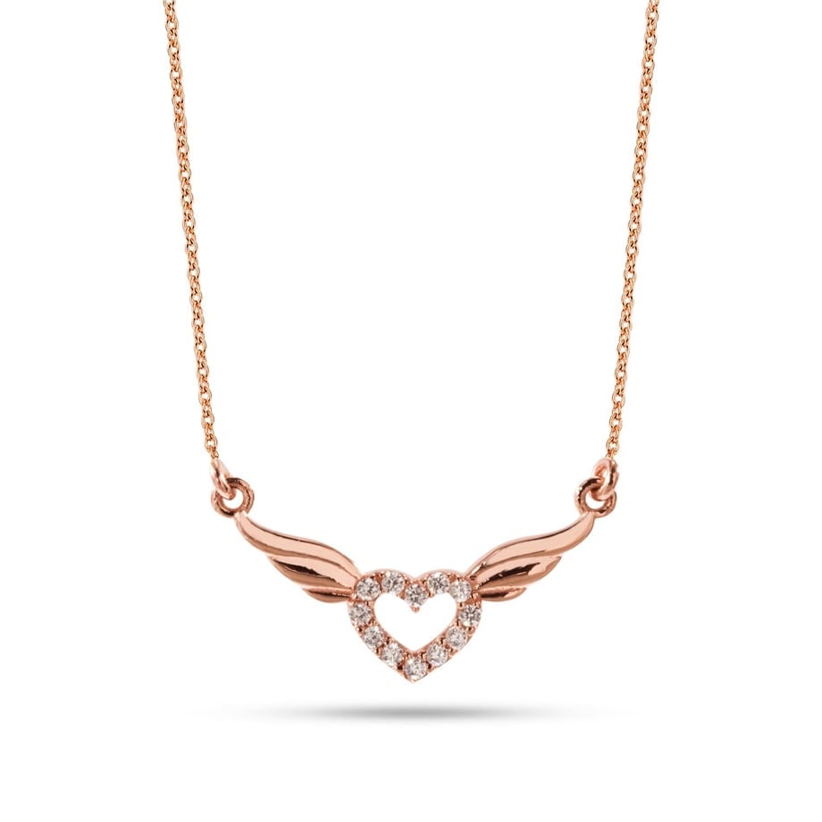 Rose gold angel wing necklace best sale