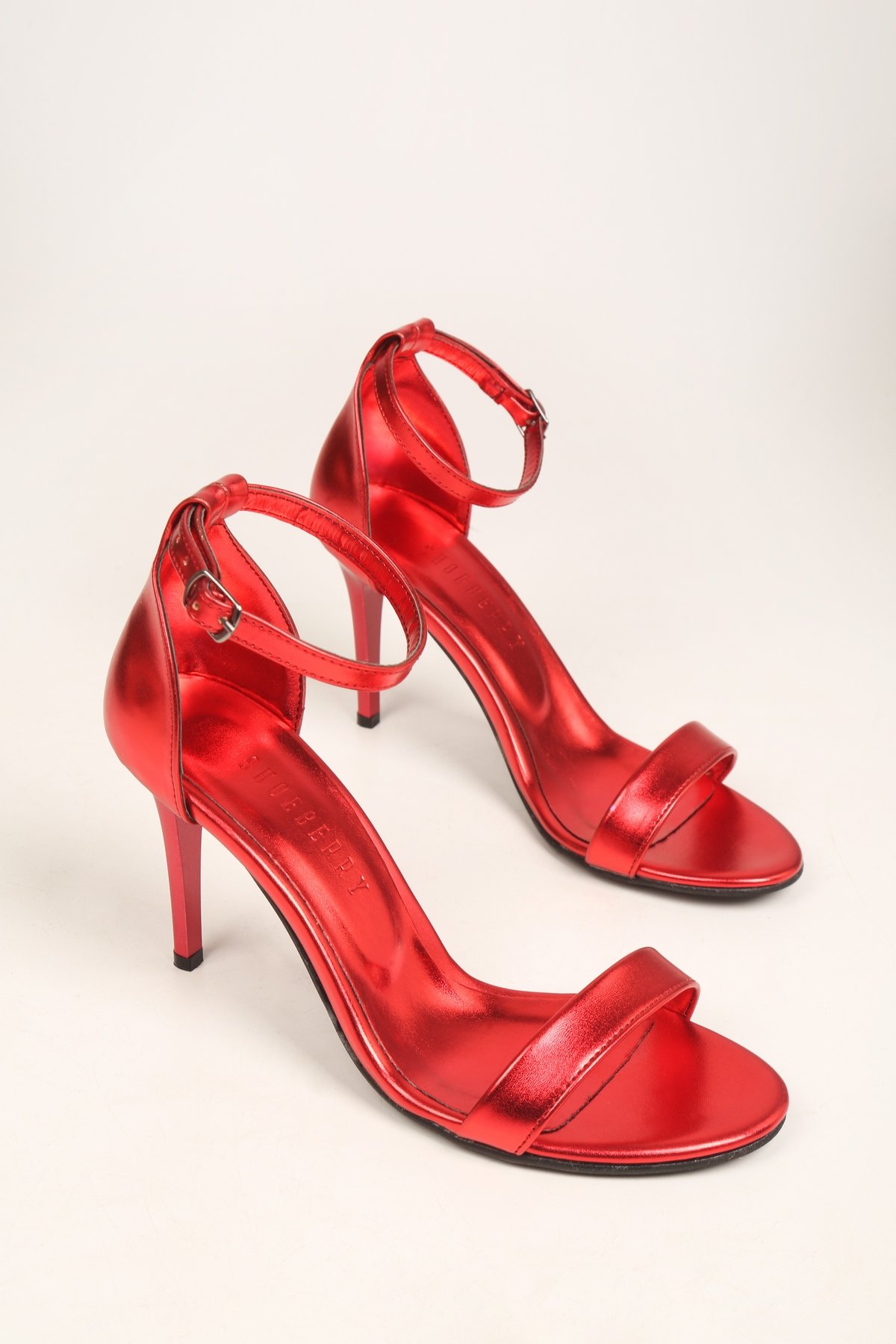 Kadın Dianthus Kırmızı Metalik Tek Bant Topuklu Ayakkabı