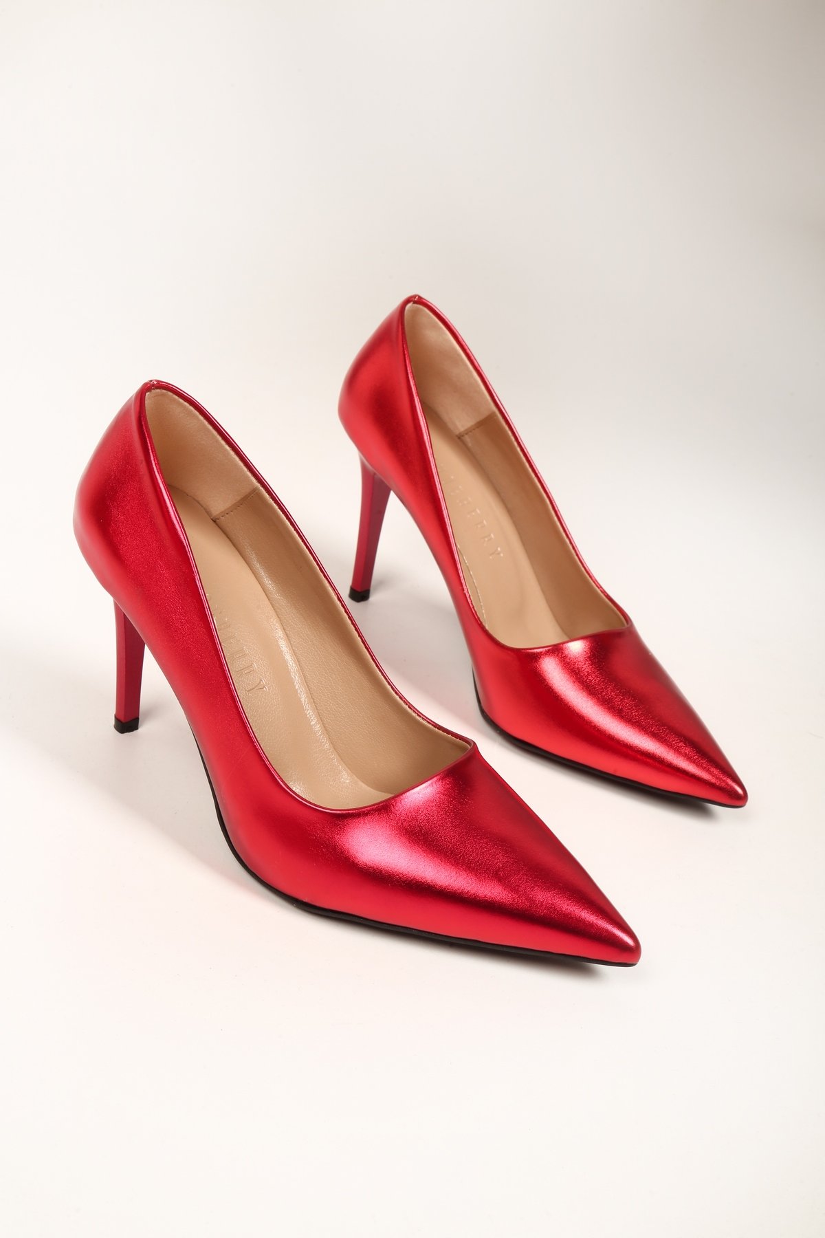 Kadın Lyvia Kırmızı Metalik Topuklu Ayakkabı Stiletto