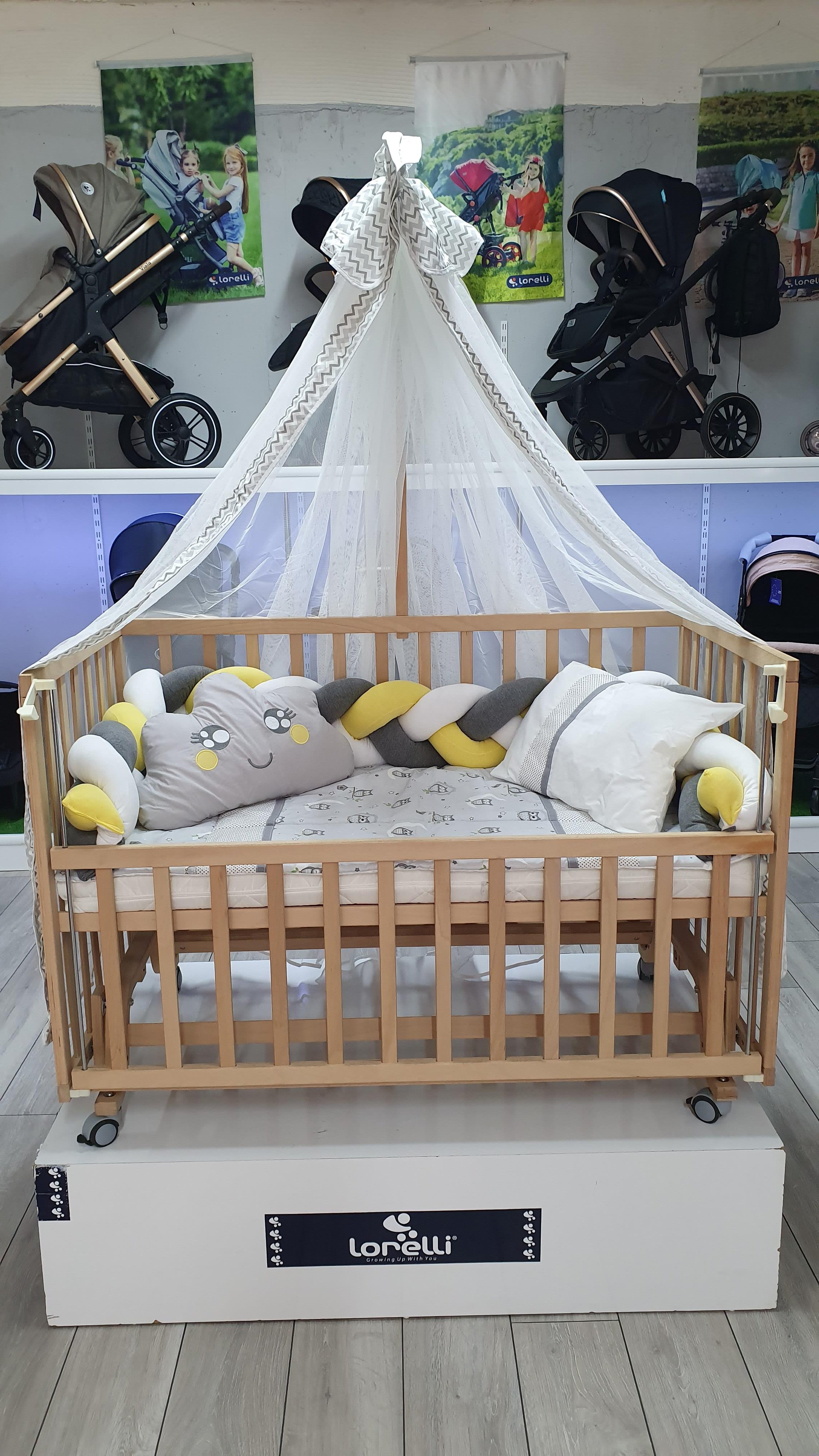 ABC Baby Baykuş 60x120 Beşik Örgülü Uyku Seti - Sarı Gri | lorellishop.com
