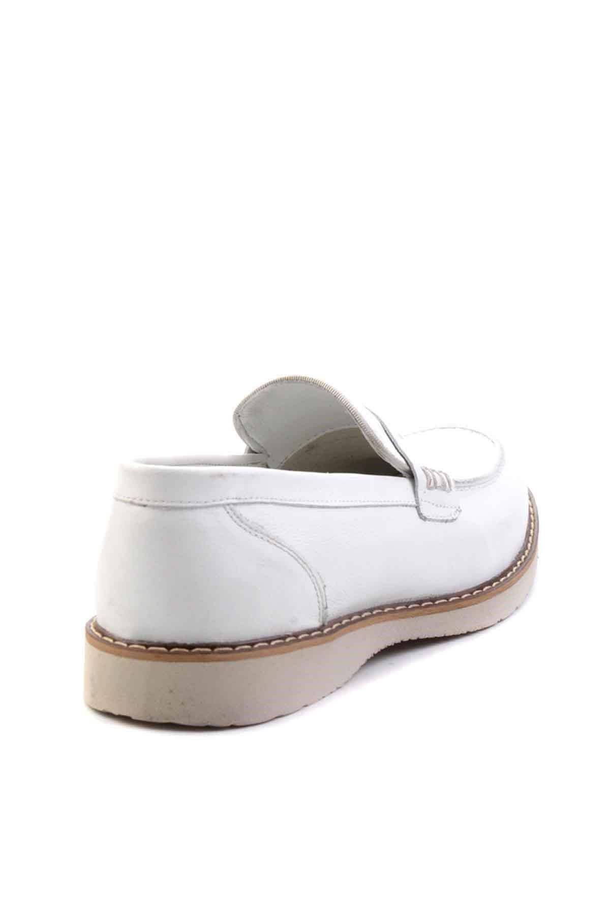 Beyaz Hakiki Deri Erkek Loafer Ayakkabı E01872000803