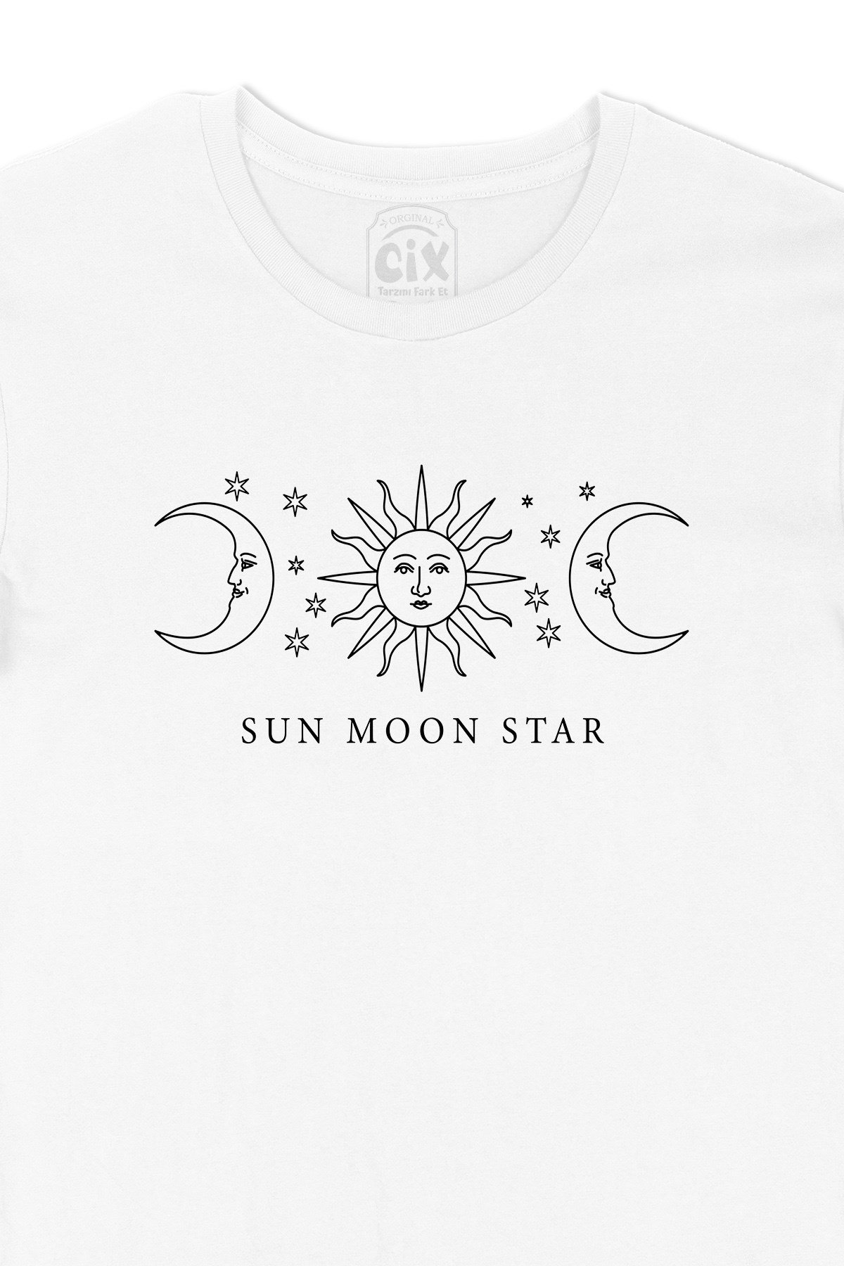 Cix Güneş Ay Yıldız Baskılı Tişört - Ücretsiz Kargo