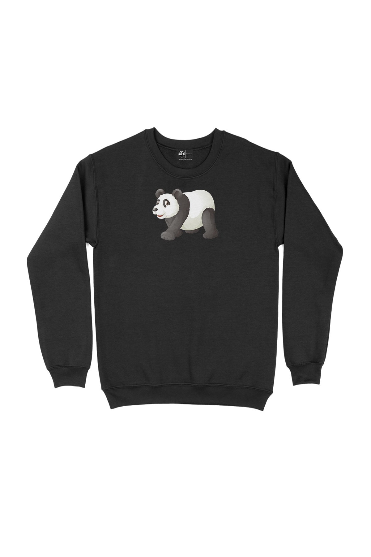 Tatlı Panda Tasarım Siyah Sweatshirt - Ücretsiz Kargo