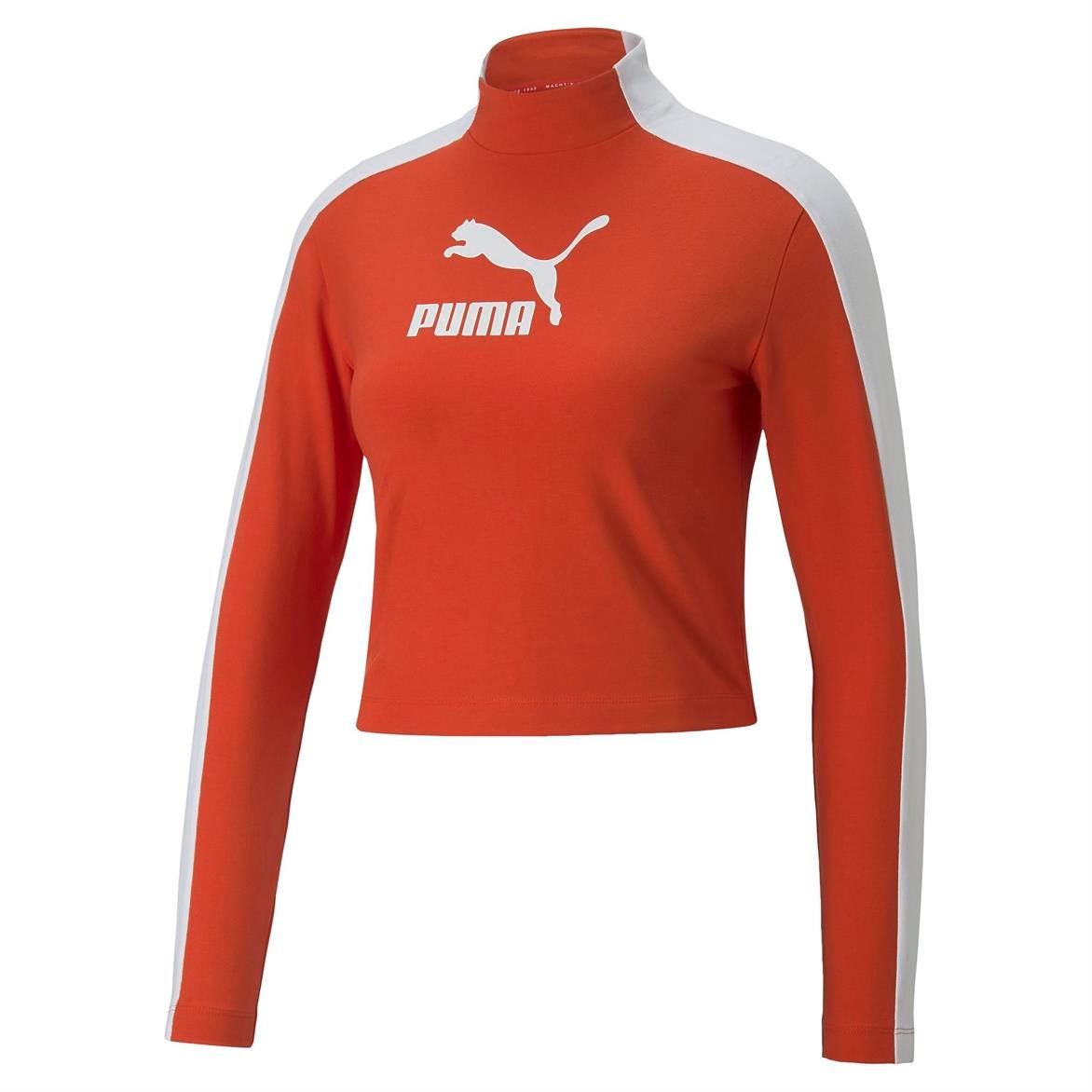 Puma T7 Cropped Kırmızı Spor Slim Tee Kadın - T-Shirt Ls Fast