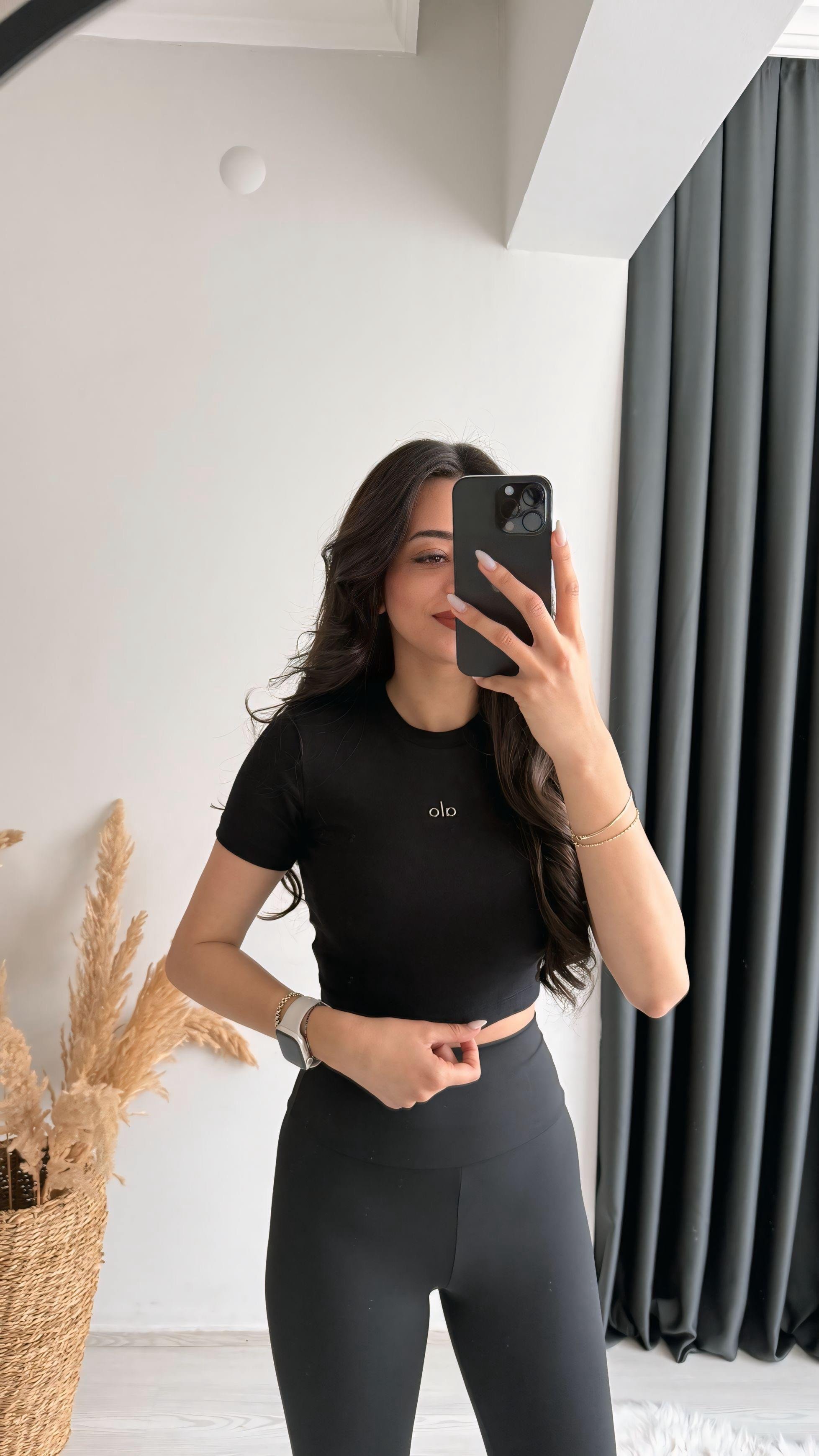 Alone Premium Doku Orj Marka Crop Bluz Siyah