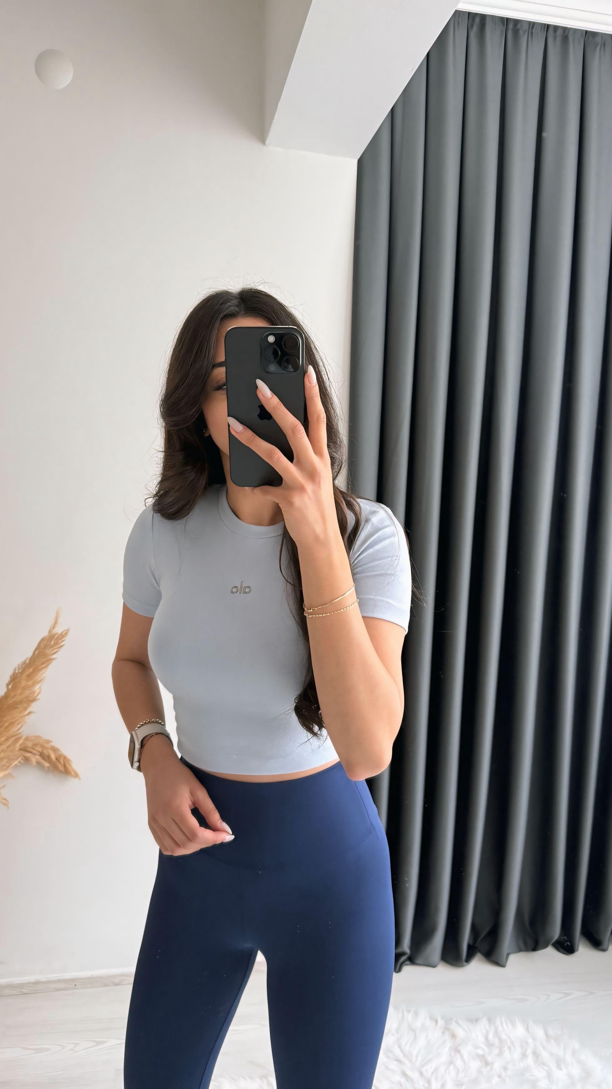 Alone Premium Doku Orj Marka Crop Bluz Buz Mavi