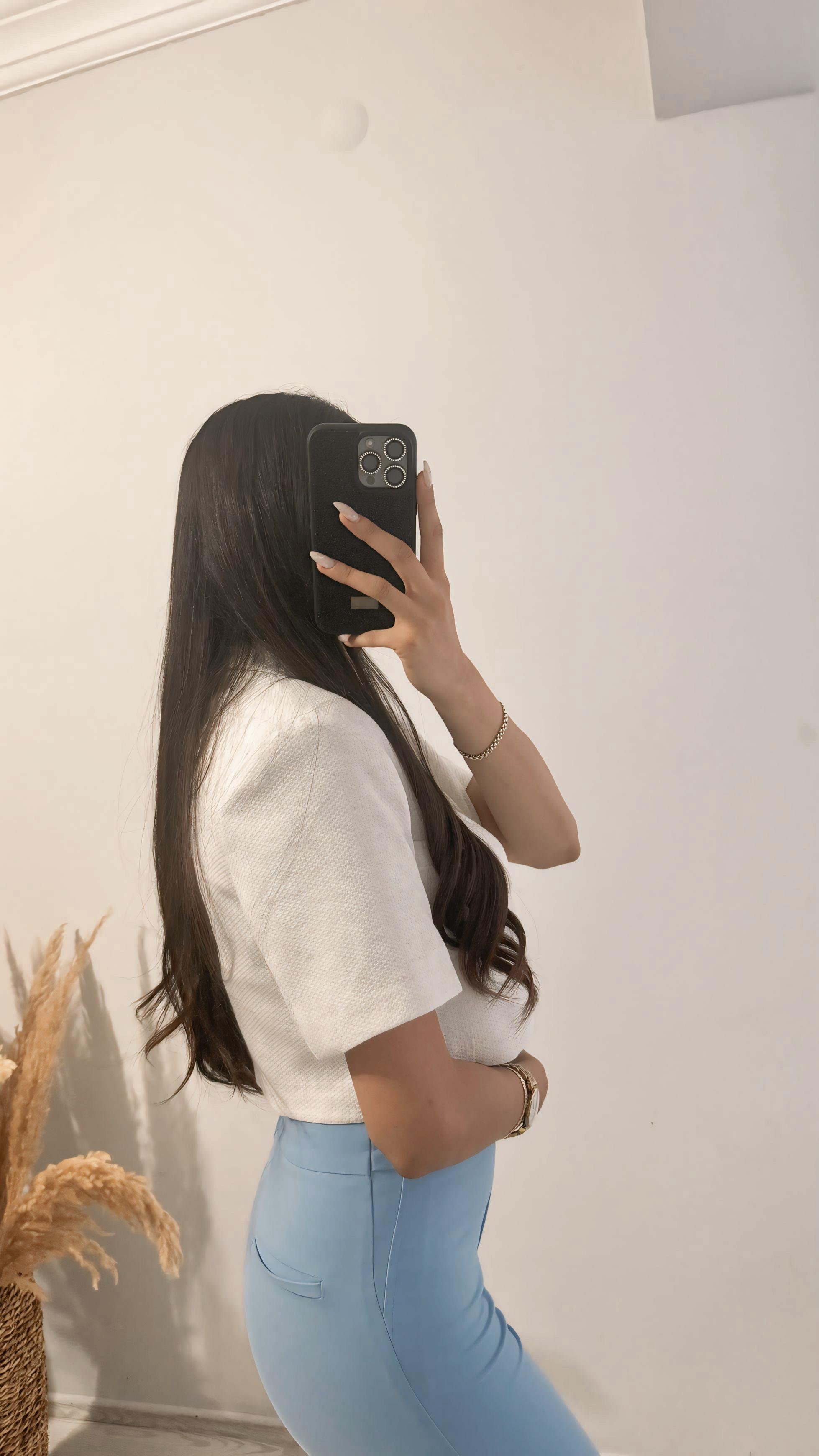 Keten Crop Blazer Ceket Kemik