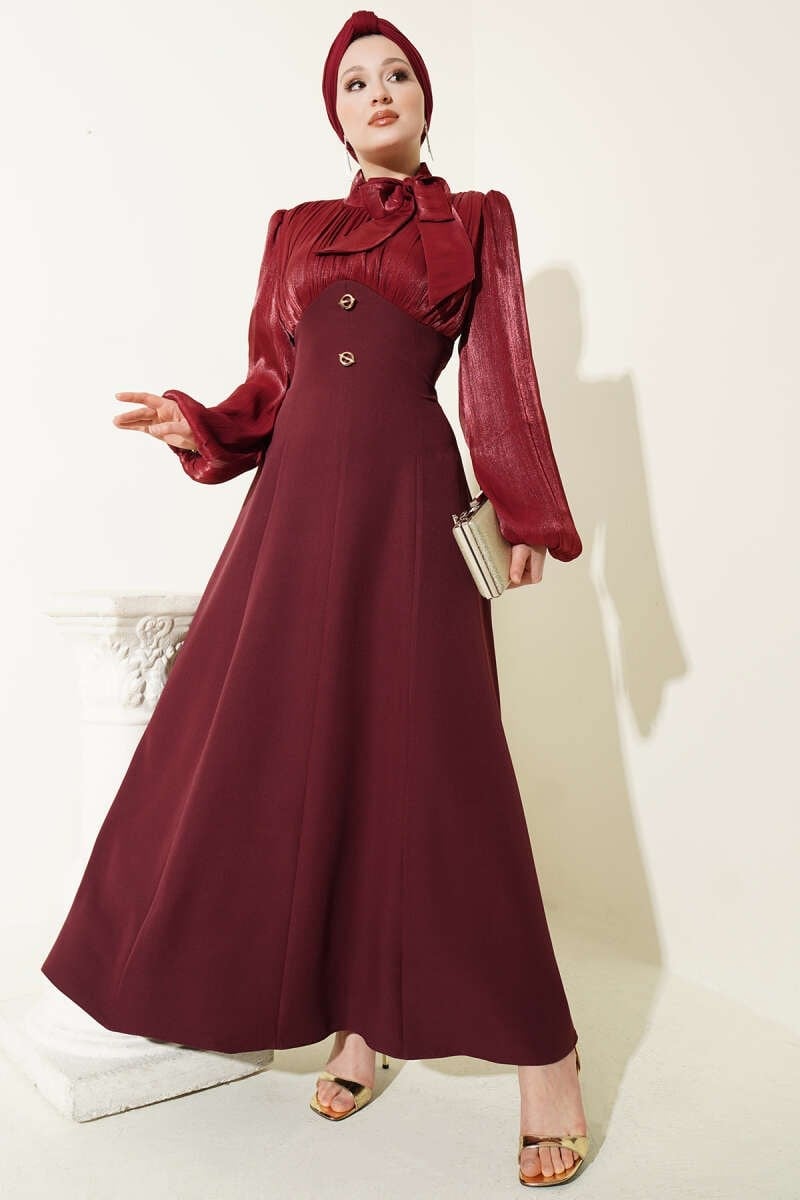 burgundy dress with gold accessories Burgundy Dress With Gold Accessories