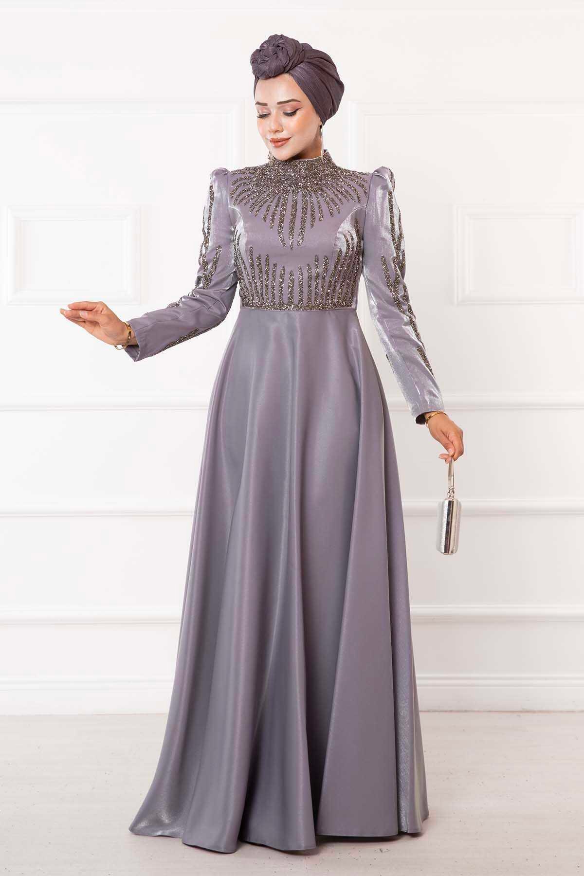green emerald velvet dress Long Sleeve Black Starry Ball Gown Muslim Style Wedding Dress FD1770 H –  Viniodress main image 1