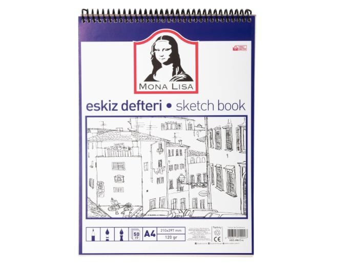 Mona Lisa A4 Sketchbook Eskiz 120 gr Telli Çizim Defter