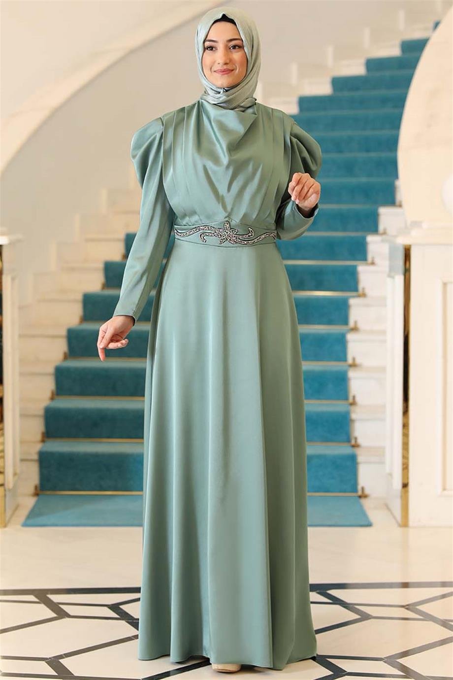 Rabeysa Alin Elbise Çağla Yeşili - Tesettür Home