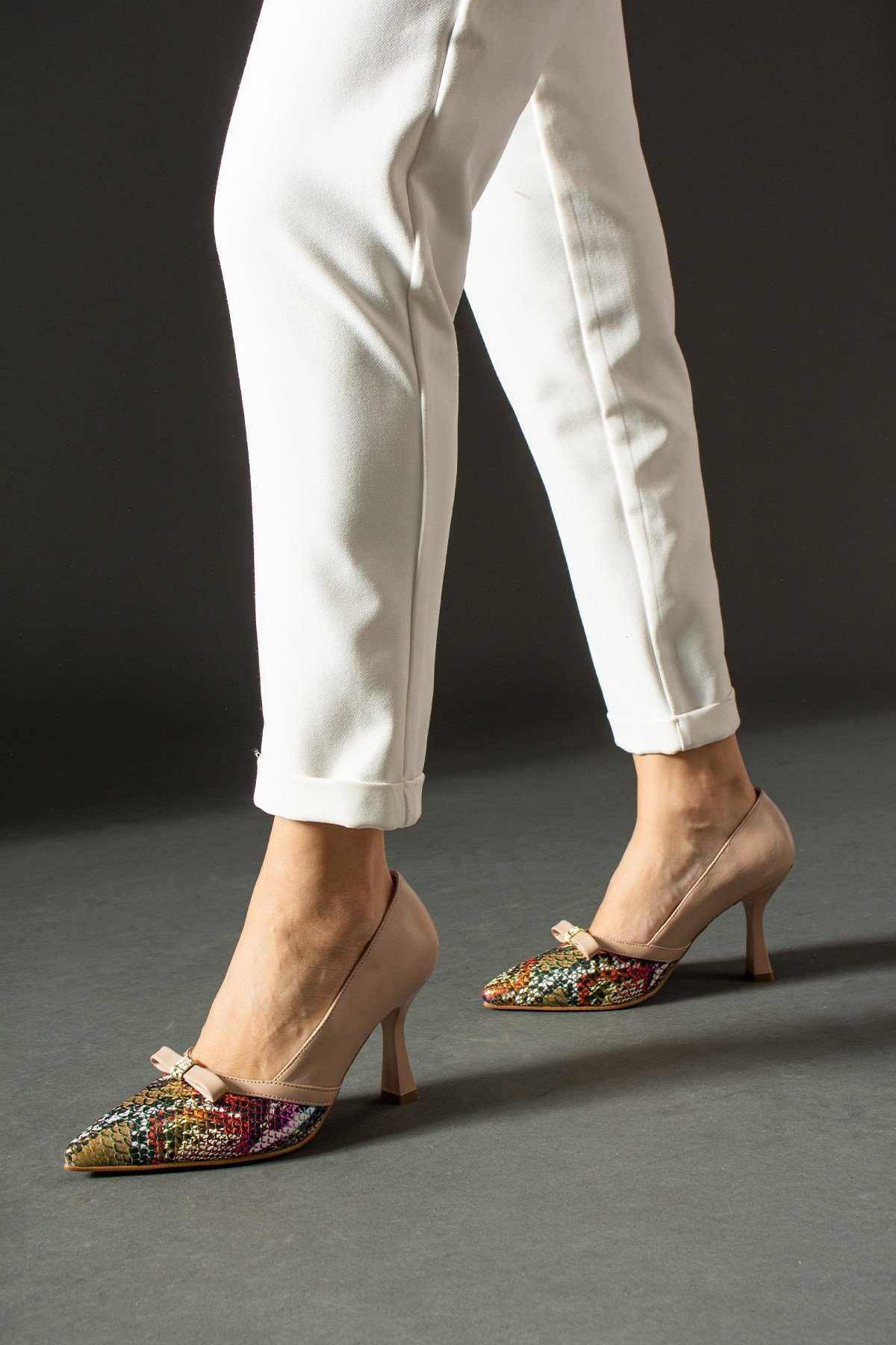 Luana Yilan Desen Stiletto Bej Mat