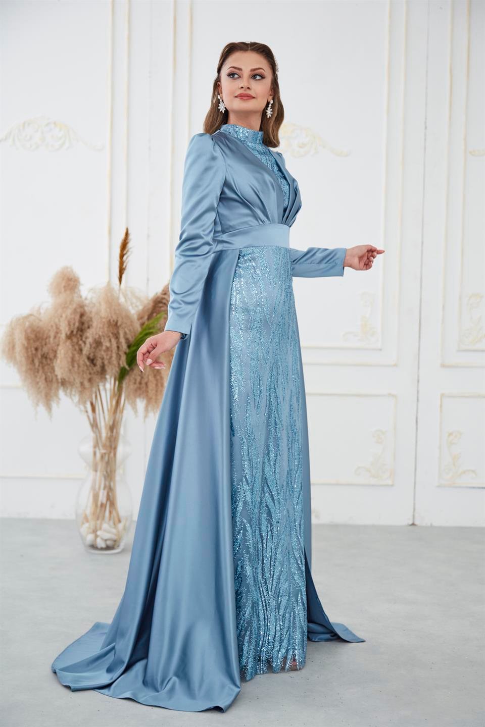 Bella Tesettür Abiye Mavi - Dresslife