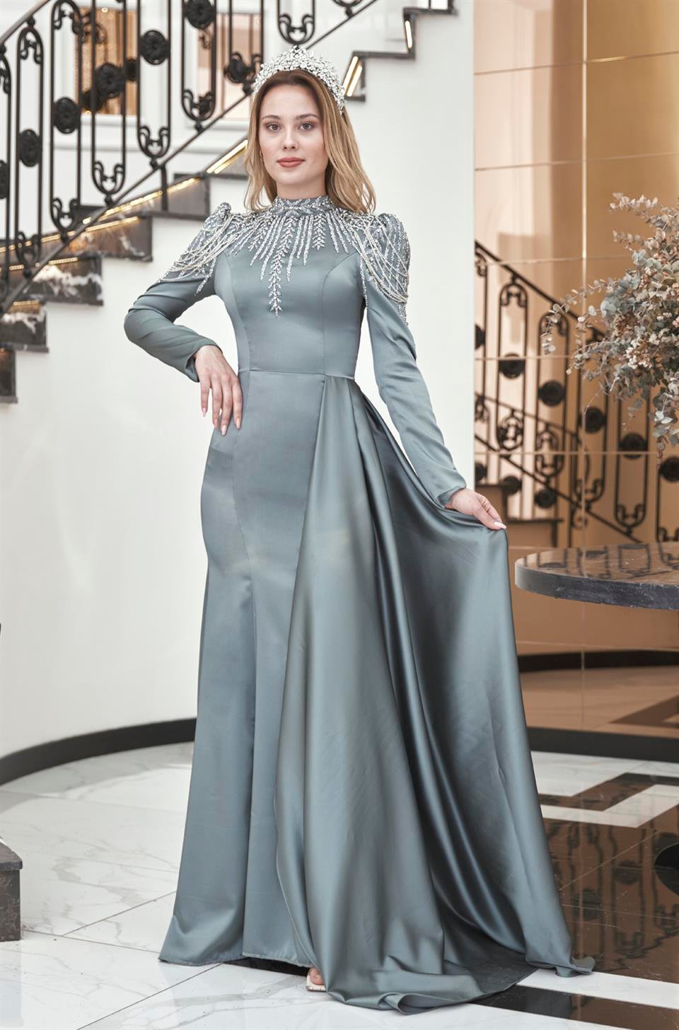 Zehra Tesettür Abiye Mint- Dresslife