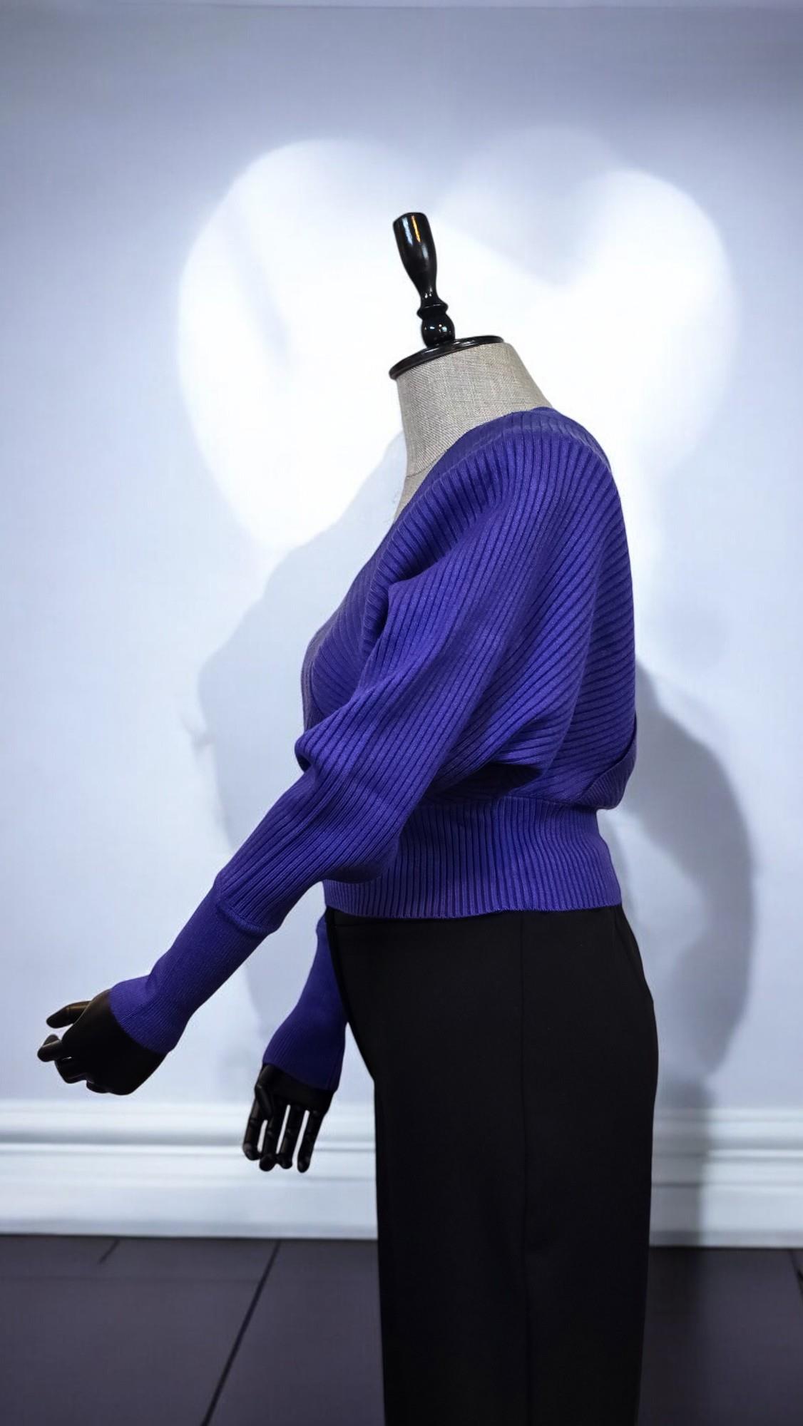 ON FASHION FİYONLU ÖN ARKA V KAZAK - SAKS