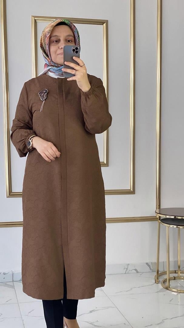 Broşlu Yazlık Kahverengi Giyçık Kap FRY