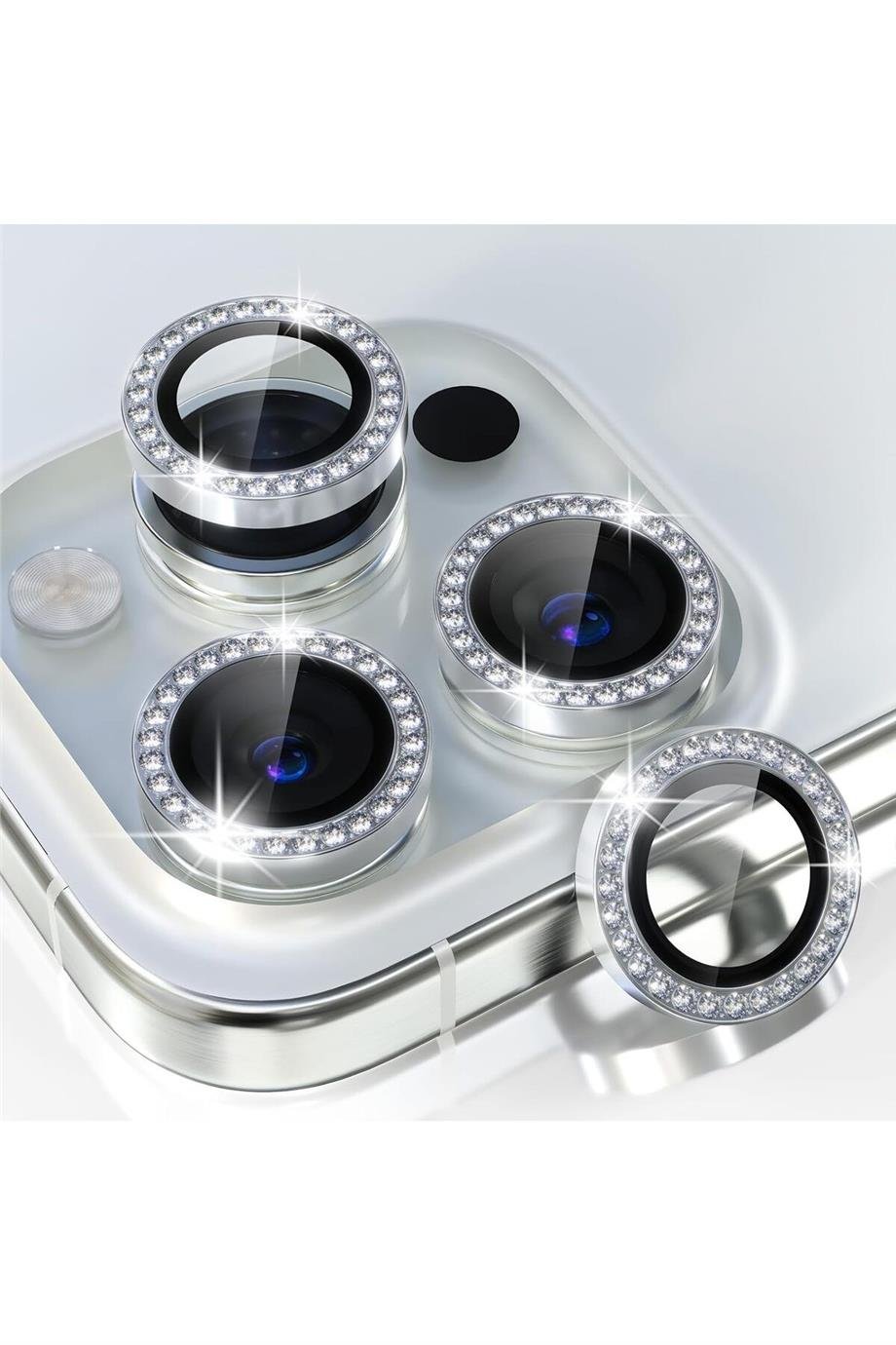 Apple Serisi Elmas Taşlı Kamera Lens Koruyucu