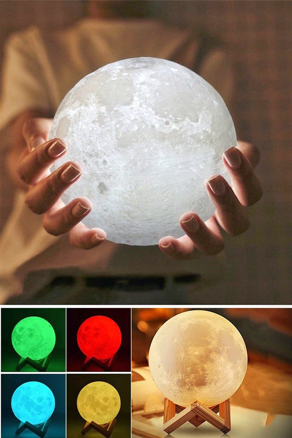Dokunmatik Moon 3D Ay Gece Lambası | Bukashops.com